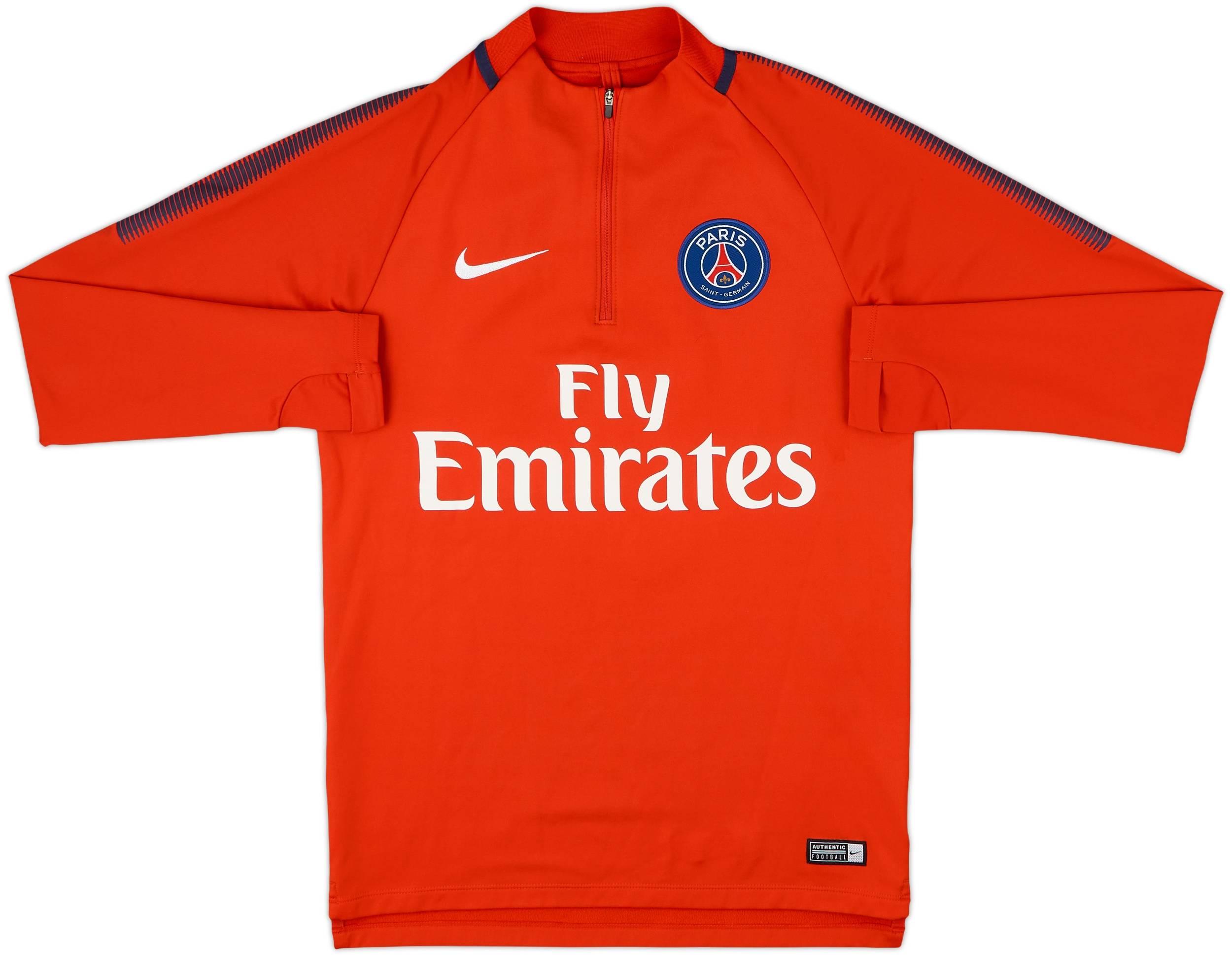 2017-18 Paris Saint-Germain Nike 1/4 Zip Sweat Top - 8/10 - (S)
