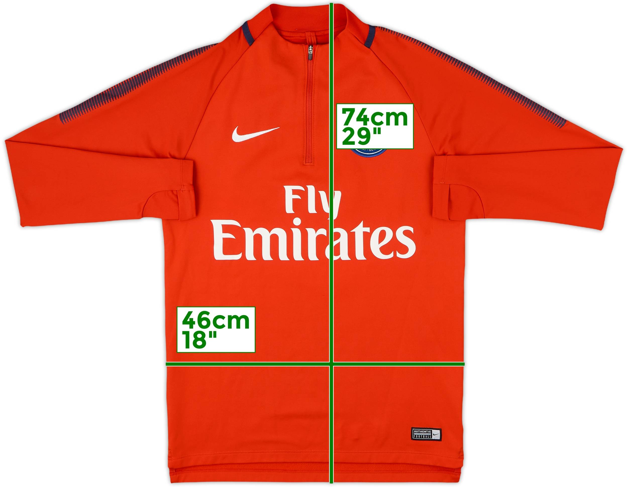 2017-18 Paris Saint-Germain Nike 1/4 Zip Sweat Top - 8/10 - (S)