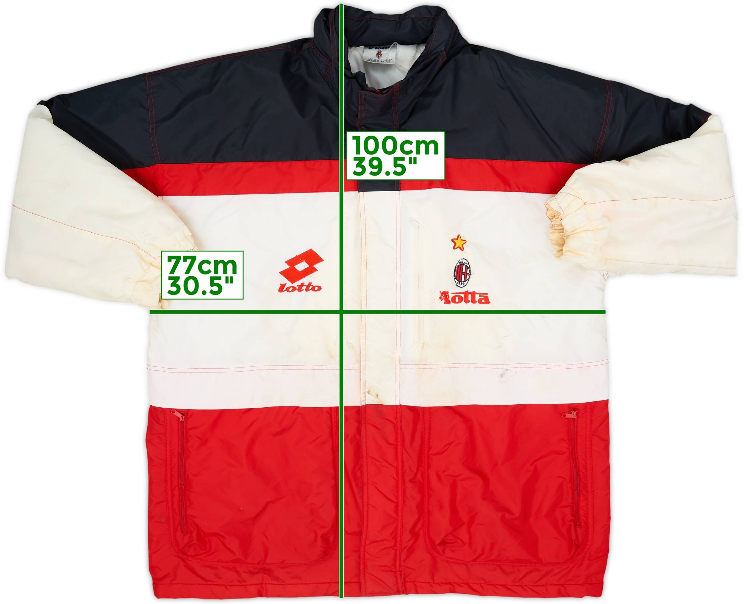 90s Lotto ACミラン ベンチコート ジャケット motta 1994-95 AC Milan Lotto Padded Bench Coat - 4/10 - (XXL)