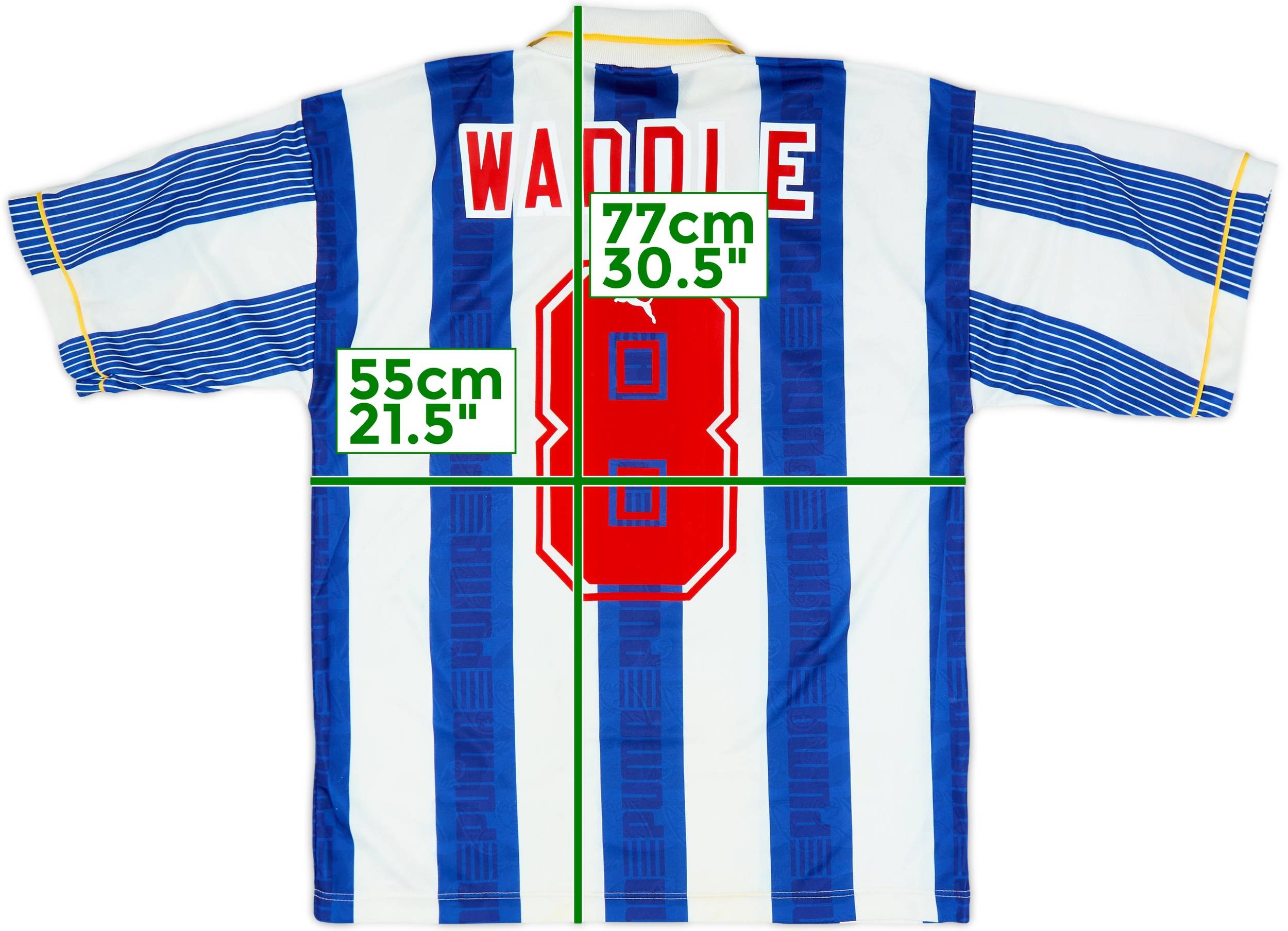 【正規品】シェフィールドウェンズデーSheffield Wednesday 1993-95 Sheffield Wednesday Home Shirt Waddle #8 - 6/10 - (L)