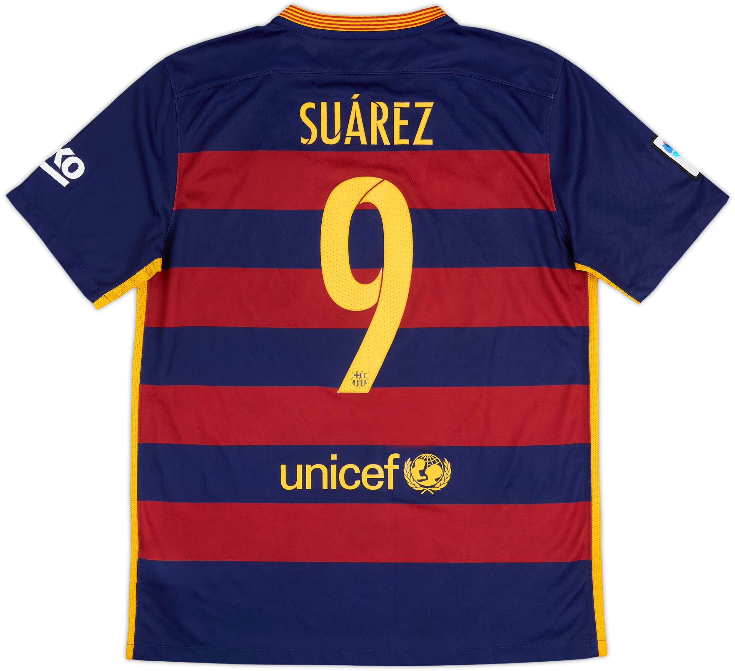 2015-16 Barcelona Home Shirt Suarez #9 - 8/10 - (L)