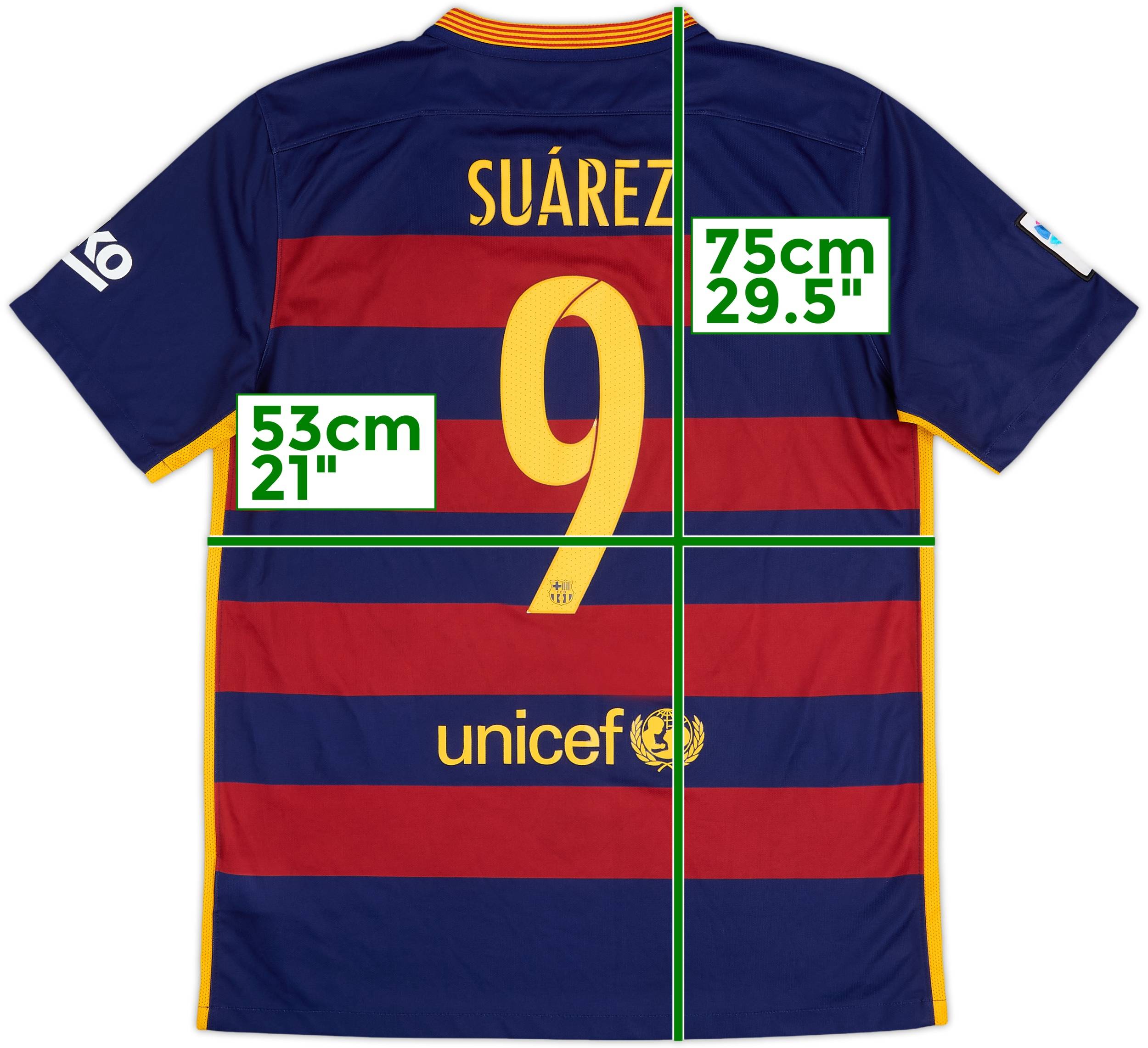 2015-16 Barcelona Home Shirt Suarez #9 - 8/10 - (L)