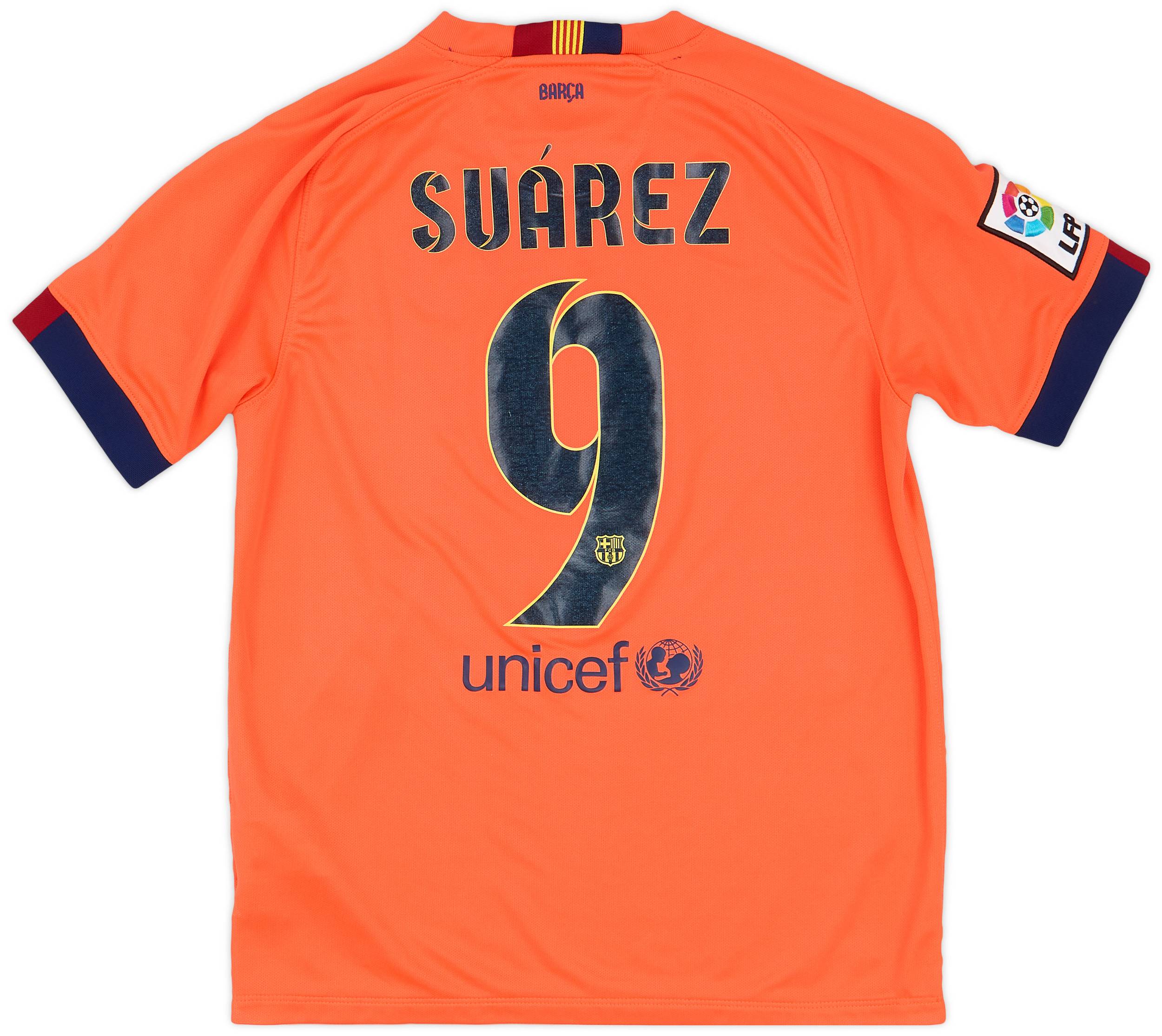 トップ 2014-15 Barcelona Away Shirt Suarez #9 - 8/10 - (L.Boys) ウェア