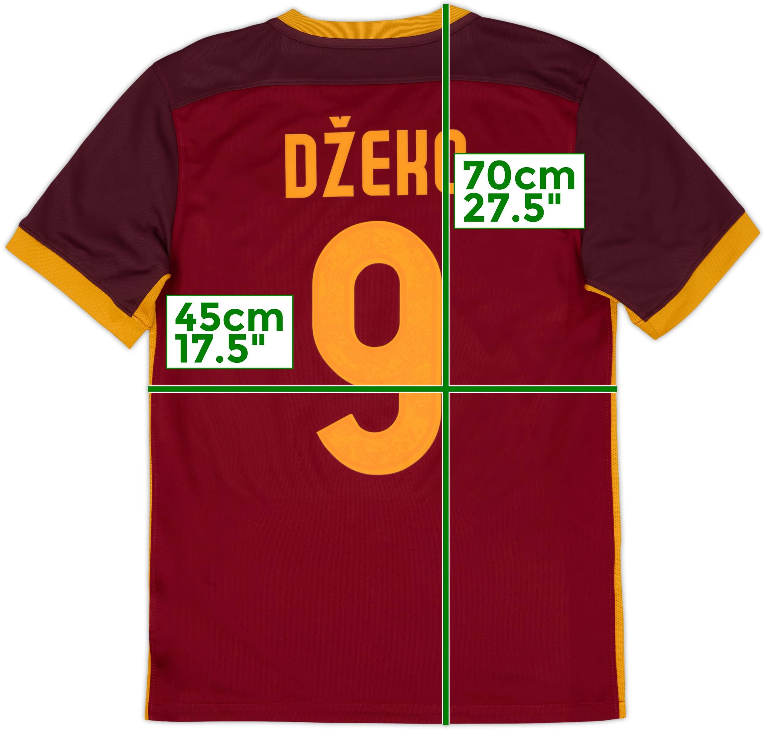 2015-16 Roma Home Shirt Dzeko #9 - 8/10 - (S)