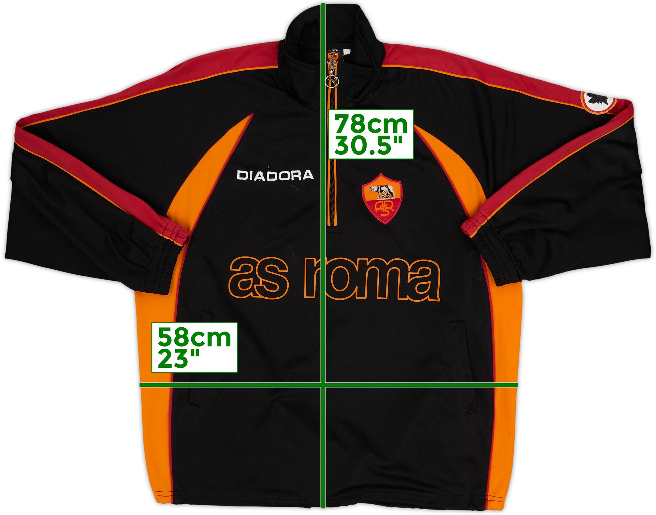 1998-99 Roma Diadora 1/4 Zip Drill Top - 8/10 - (L)