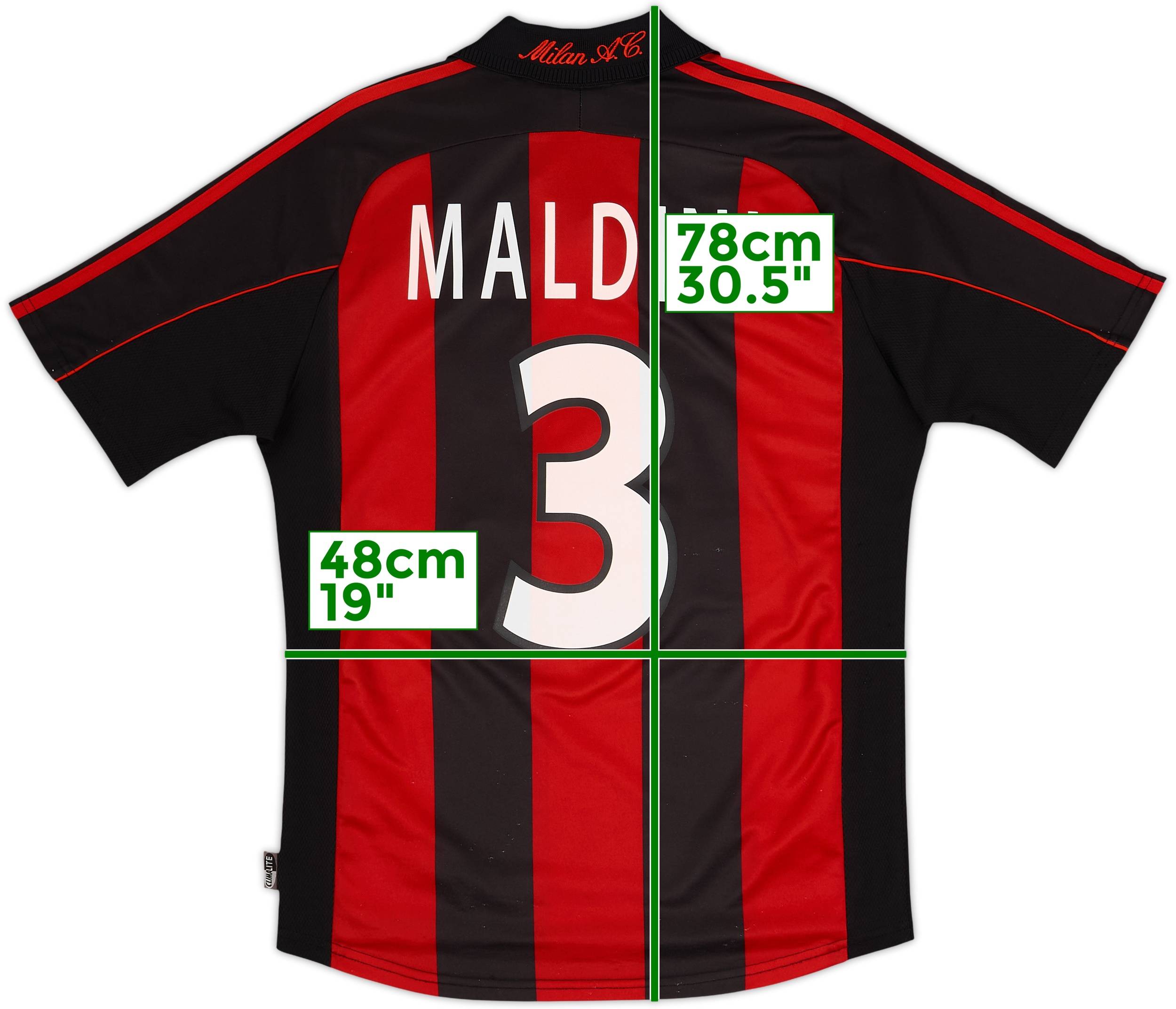 2000-02 AC Milan Home Shirt Maldini #3 - 7/10 - (S)
