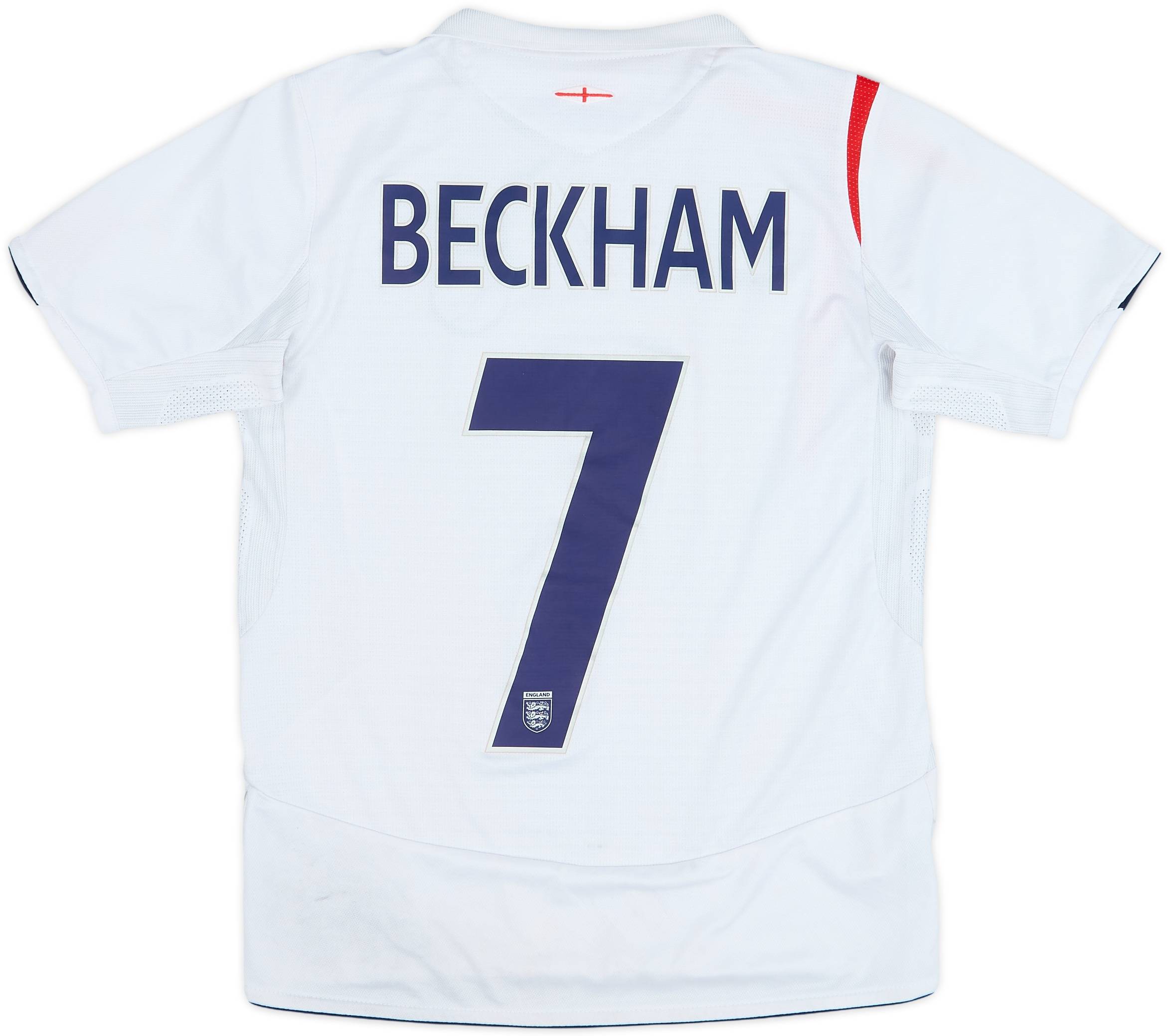 2005-07 England Home Shirt Beckham #7 - 7/10 - (XL.Boys)