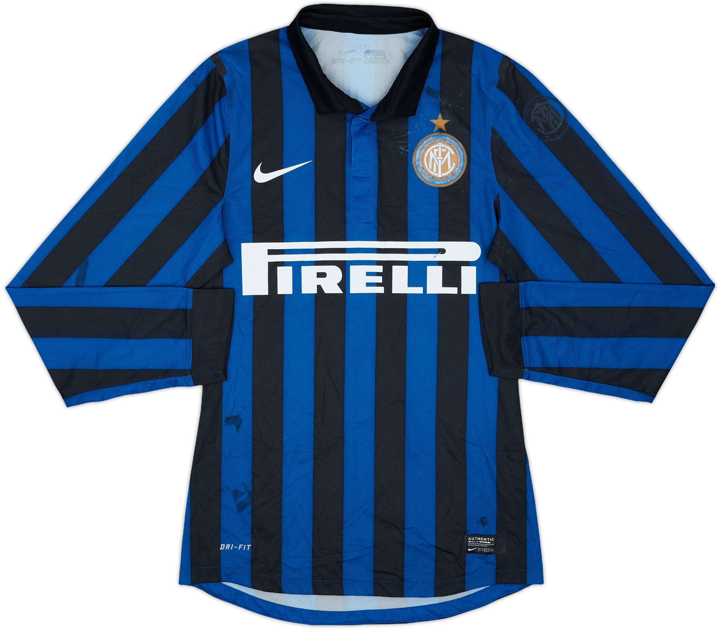 2011-12 Inter Milan Player Issue Home L/S Shirt - 4/10 - (S), image size:2500x2185