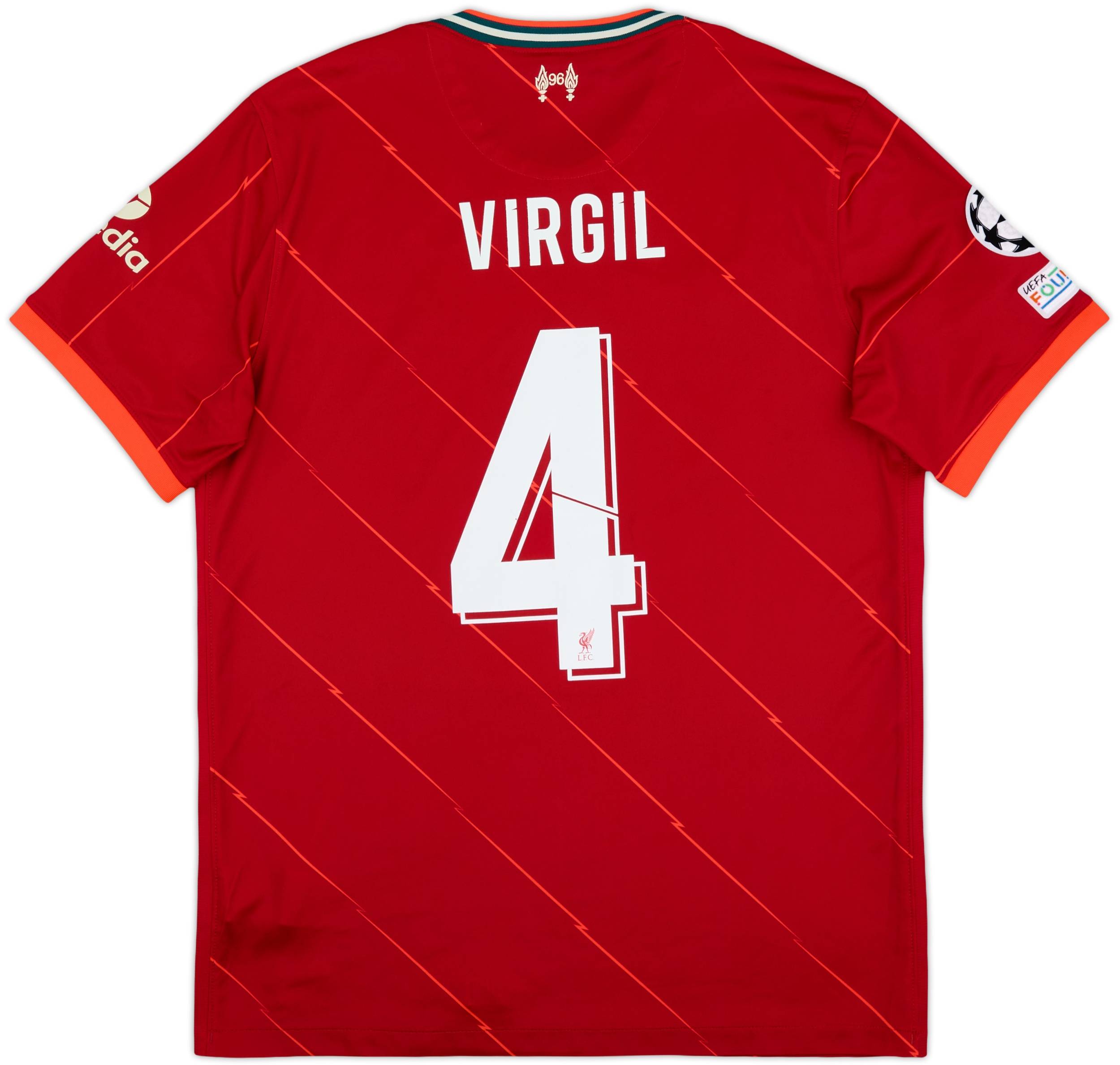 リバプール VIRGIL 4 シャツ 赤 2021-22 Liverpool Home Shirt Virgil #4 - 6/10 - (L)