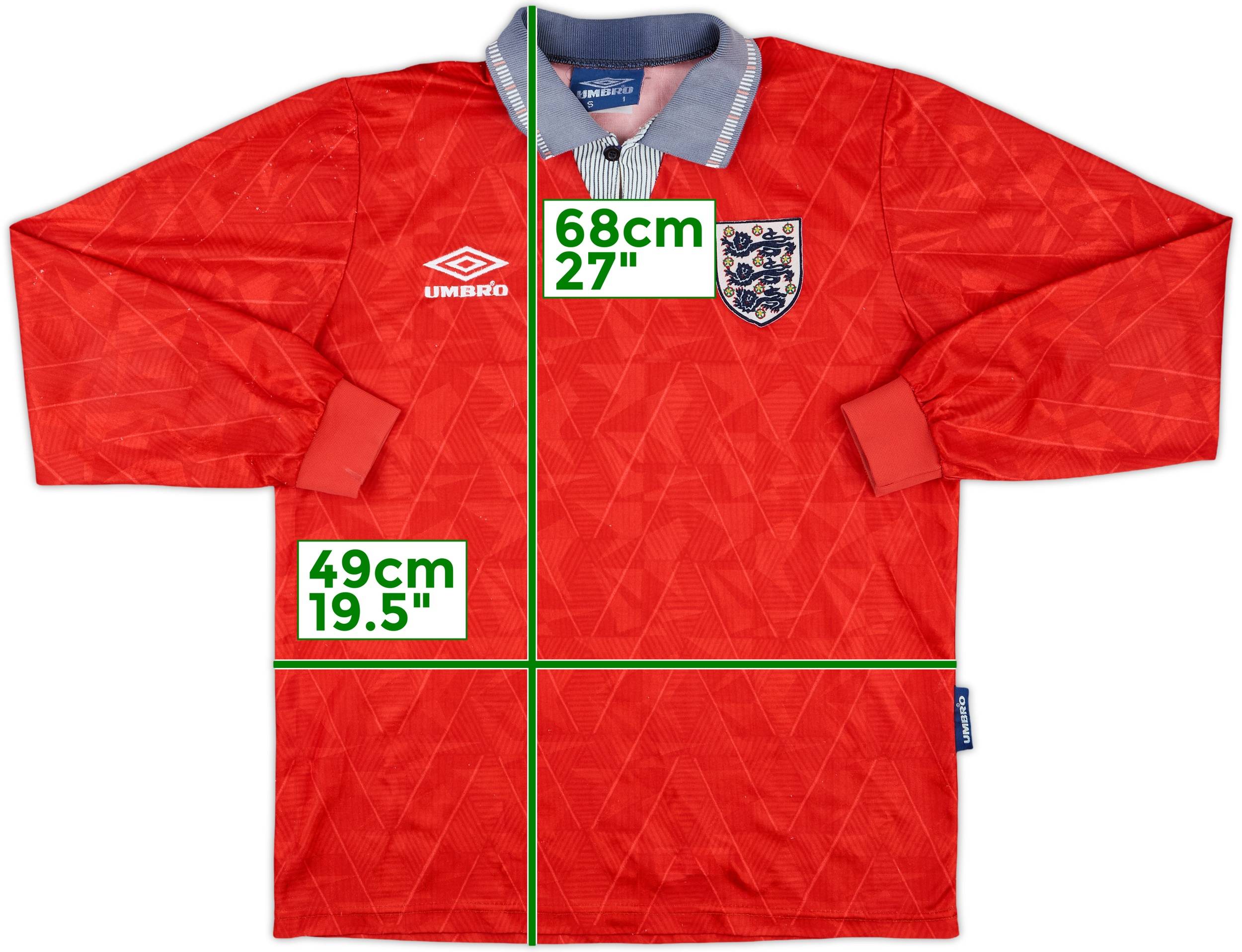 1990-93 England Away L/S Shirt - 6/10 - (S)