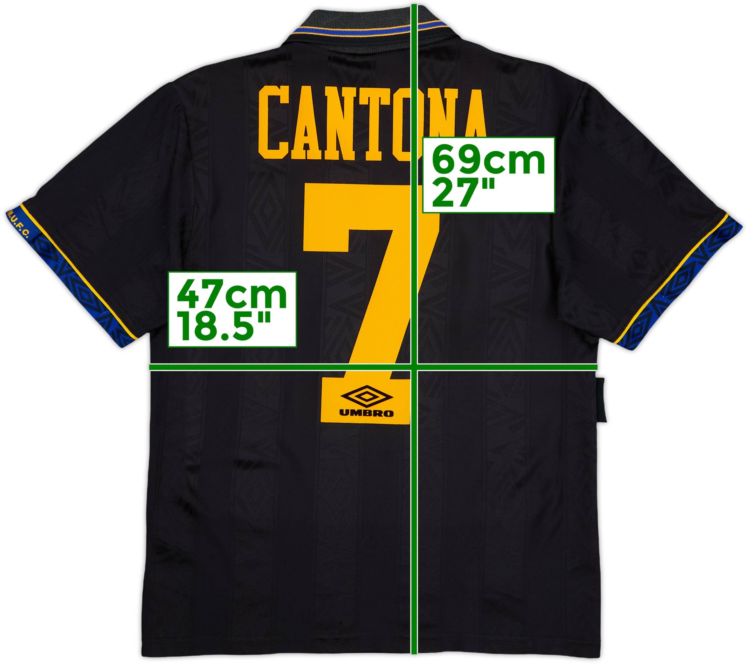 【93/95 Awayモデル】E・カントナ ＃７ マンチェスターユナイテッド 1993-95 Manchester United Away Shirt Cantona #7 - 8/10 - (L)