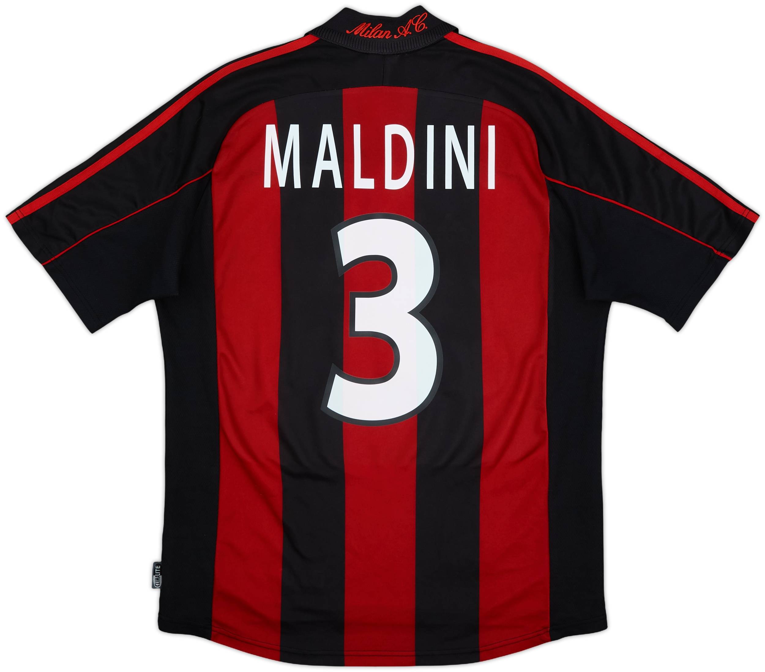 【希少レア】00s AC Milan Soccer Shirt Maldini 2000-02 AC Milan Home Shirt Maldini #3 - 9/10 - (M)