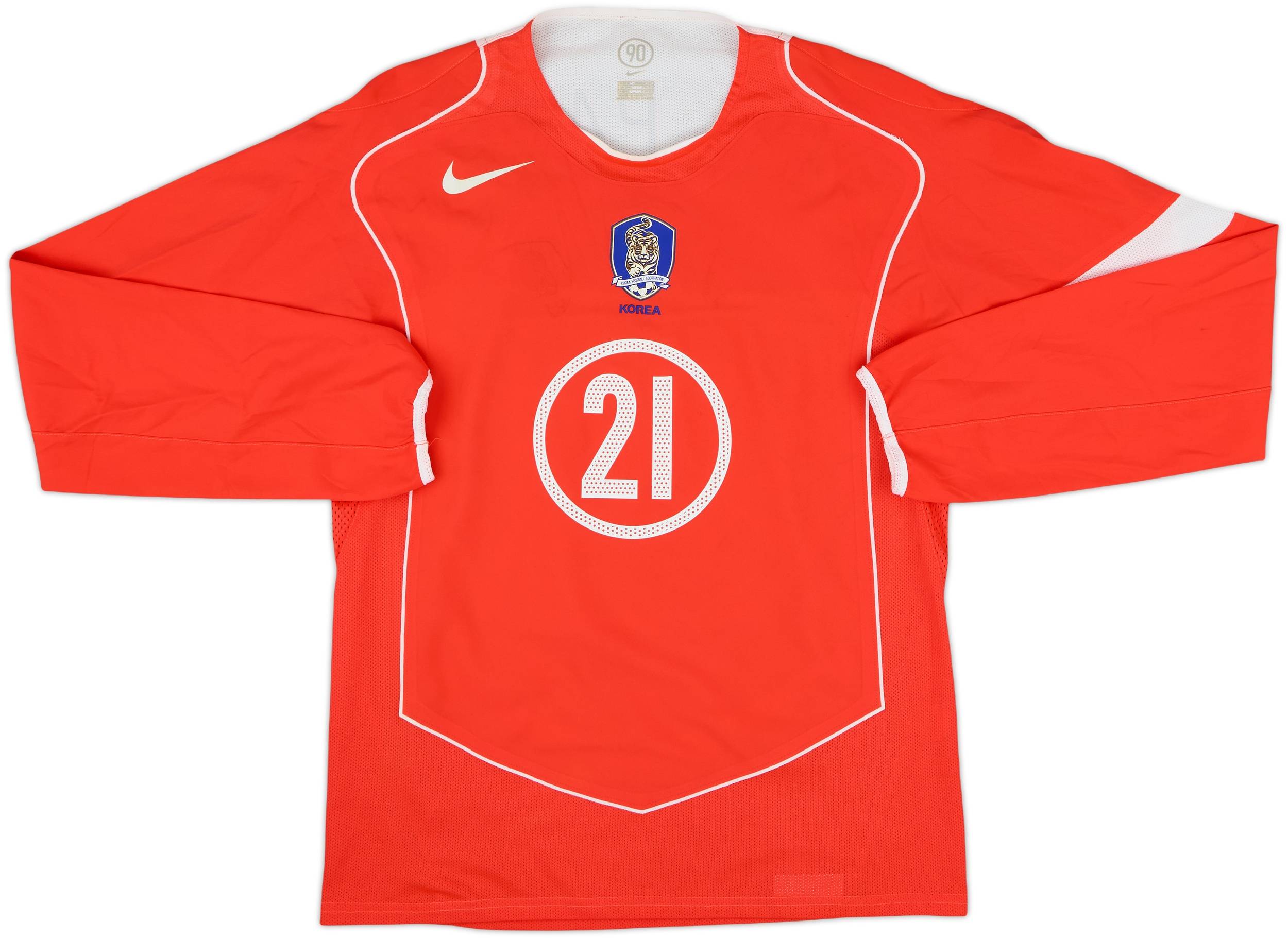 2004-06 South Korea Player Issue Home L/S Shirt J S Park #21 - 7
