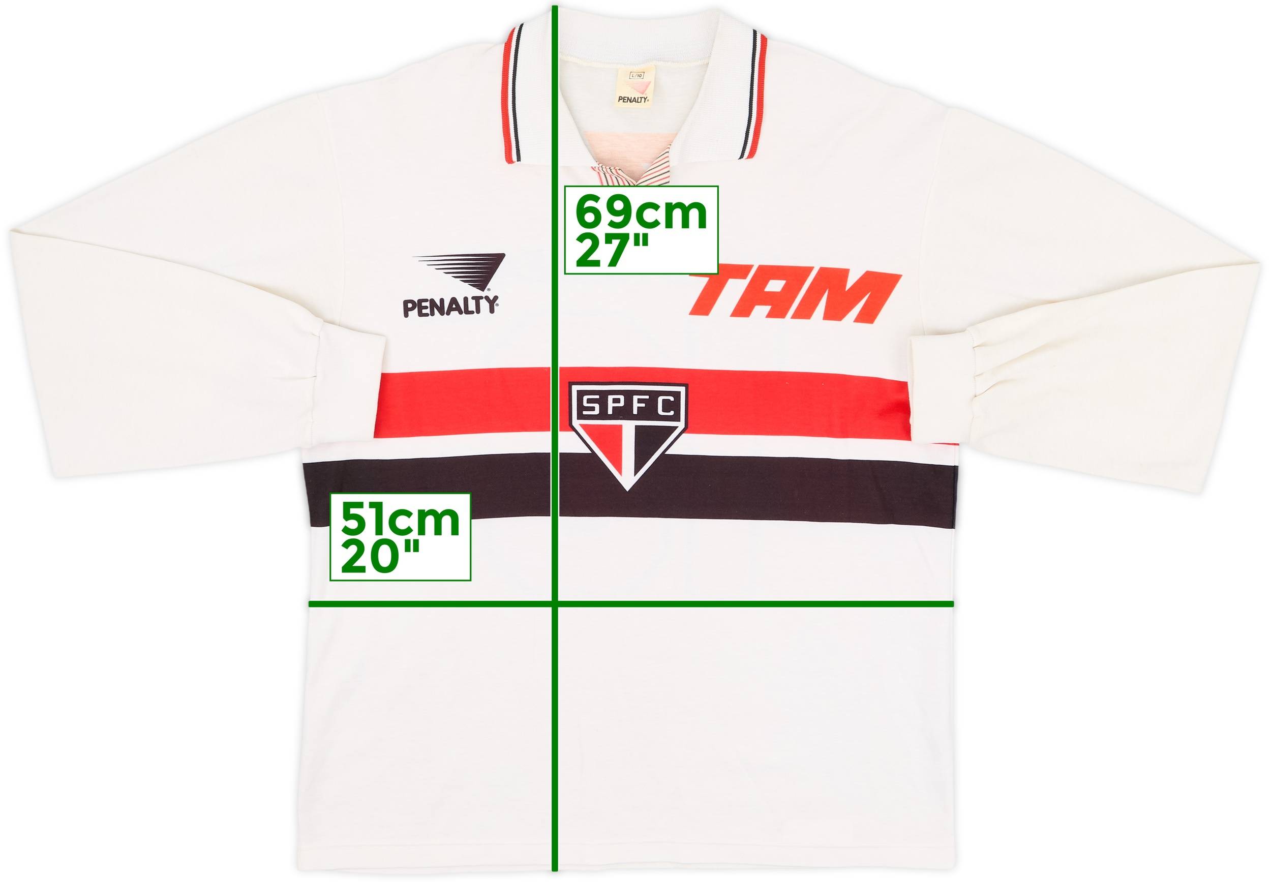 1994 Sao Paulo Home L/S Shirt #10 - 7/10 - (L)