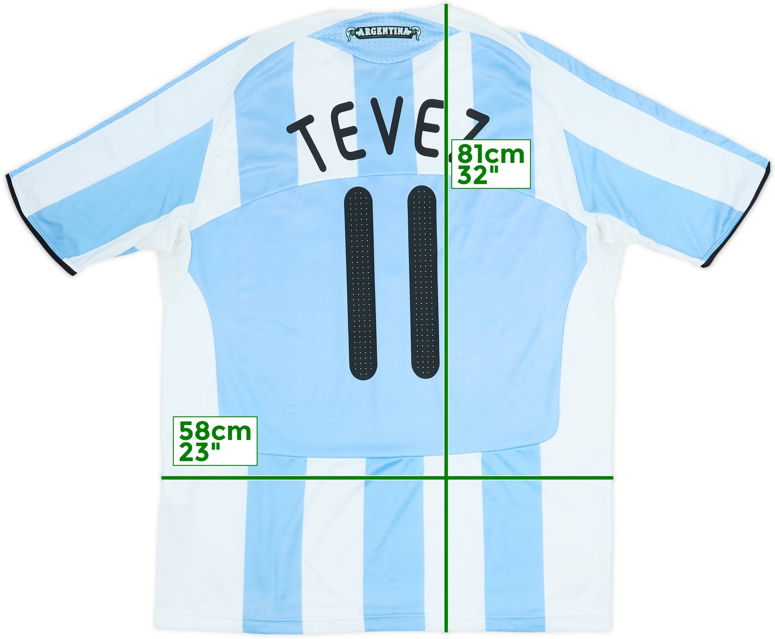 2007-09 Argentina Home Shirt Tevez #11 - 8/10 - (XL)