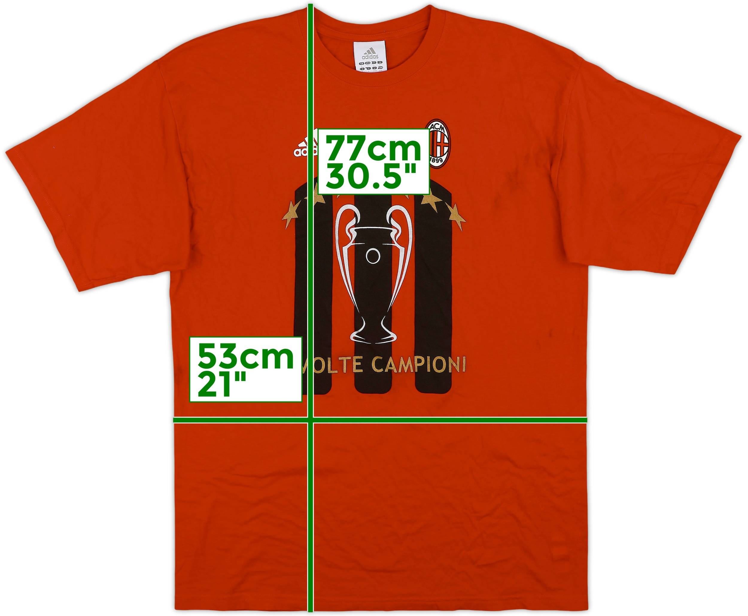 adidas AC MILAN tシャツ 2010-11 AC Milan adidas Cotton Tee - 8/10 - (M)