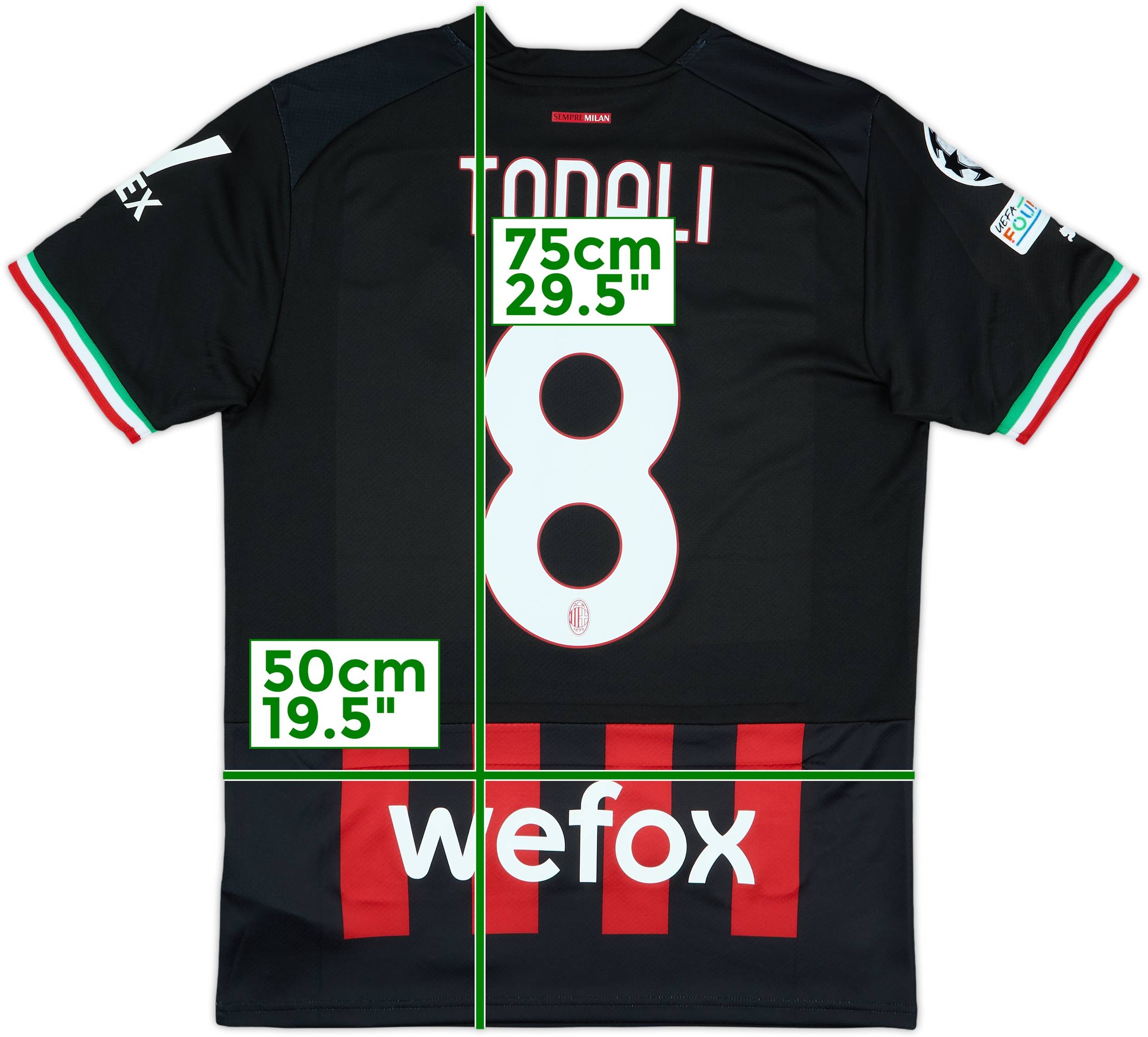 2022-23 AC Milan Home Shirt Tonali #8 - 10/10 - (M)