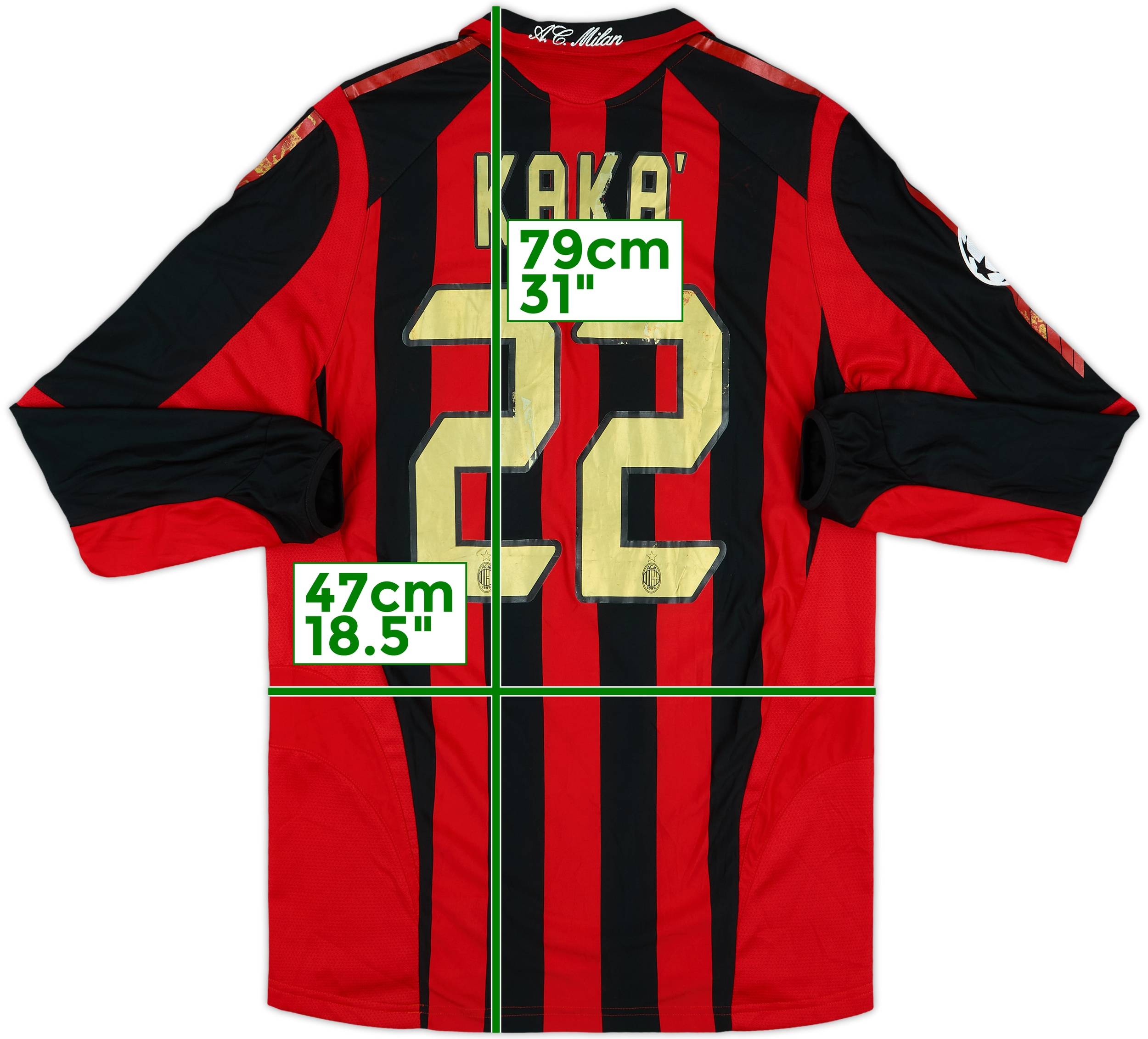 2005-06 AC Milan Home L/S Shirt Kaka #22 - 5/10 - (S)