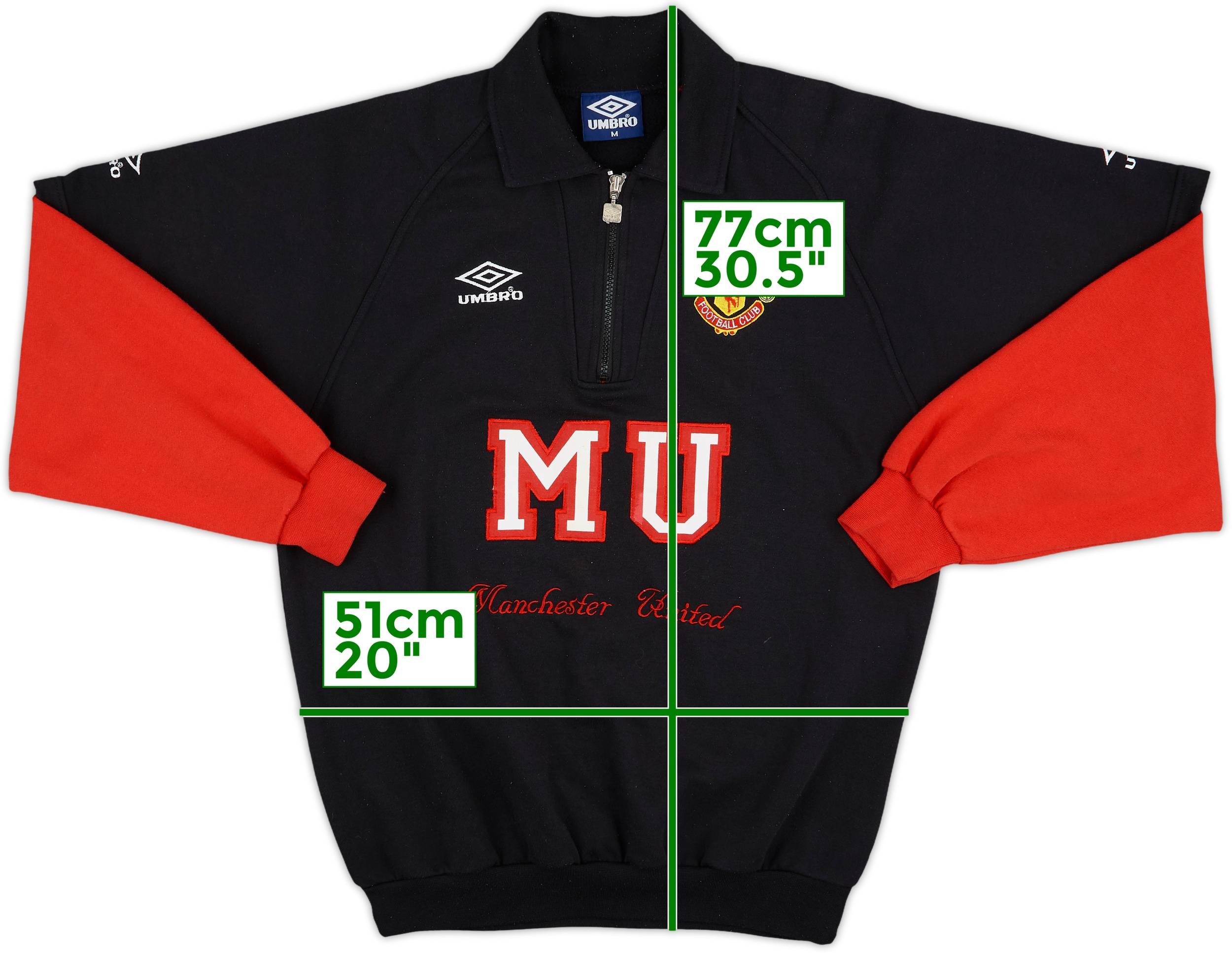 1994-95 Manchester United Umbro 1/4 Zip Drill Top - 9/10 - (M)