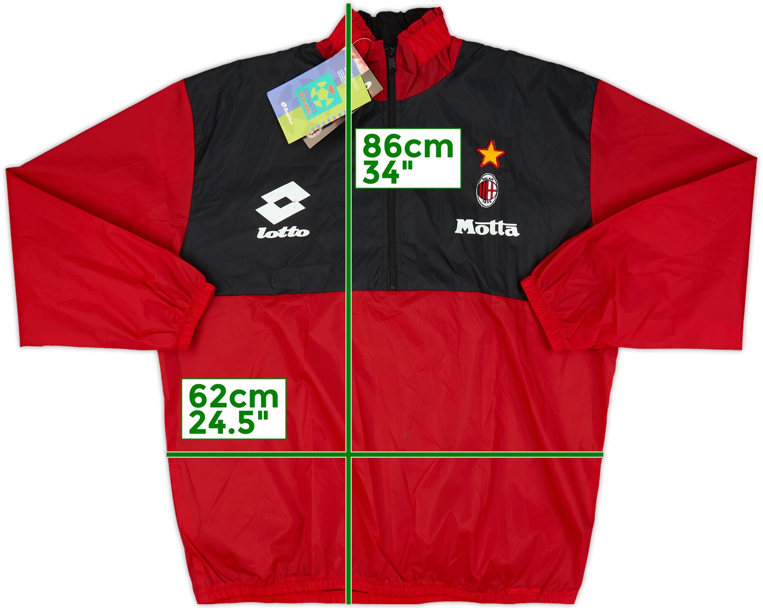 1993-94 AC Milan Lotto 1/2 Zip Windbreaker (M)