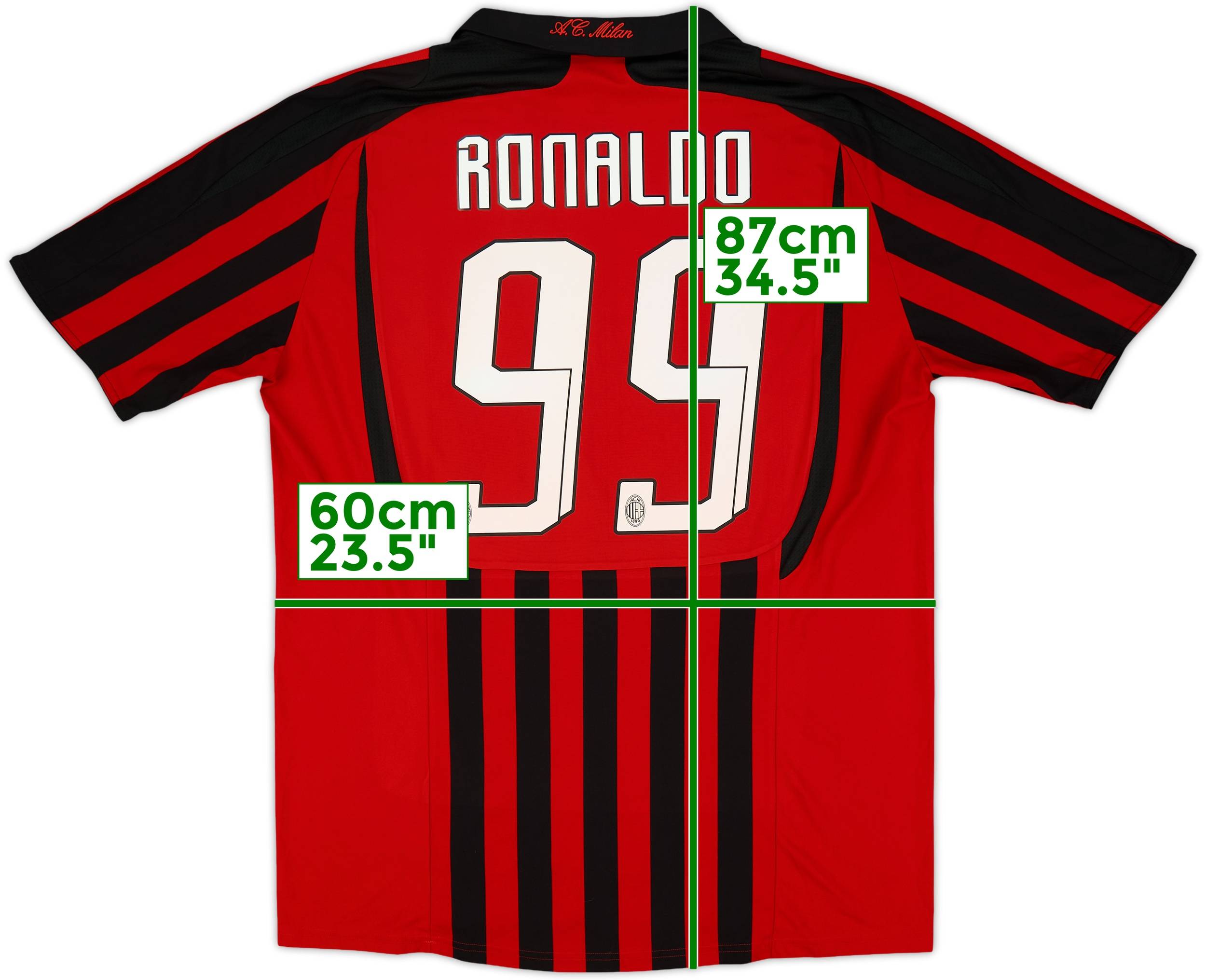2007-08 AC Milan Home Shirt Ronaldo #99 - 8/10 - (XL)