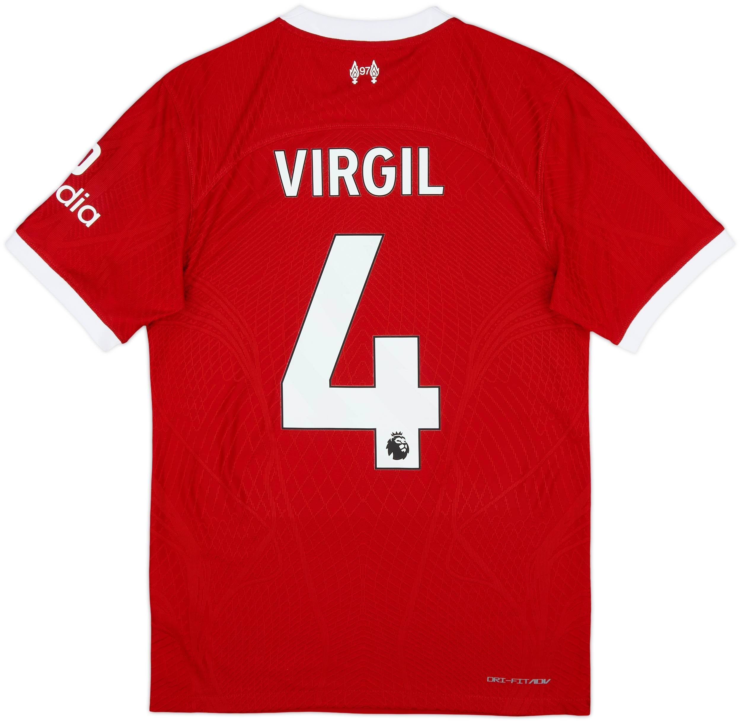 2023-24 Liverpool Authentic Home Shirt Virgil #4 - 10/10 - (S)