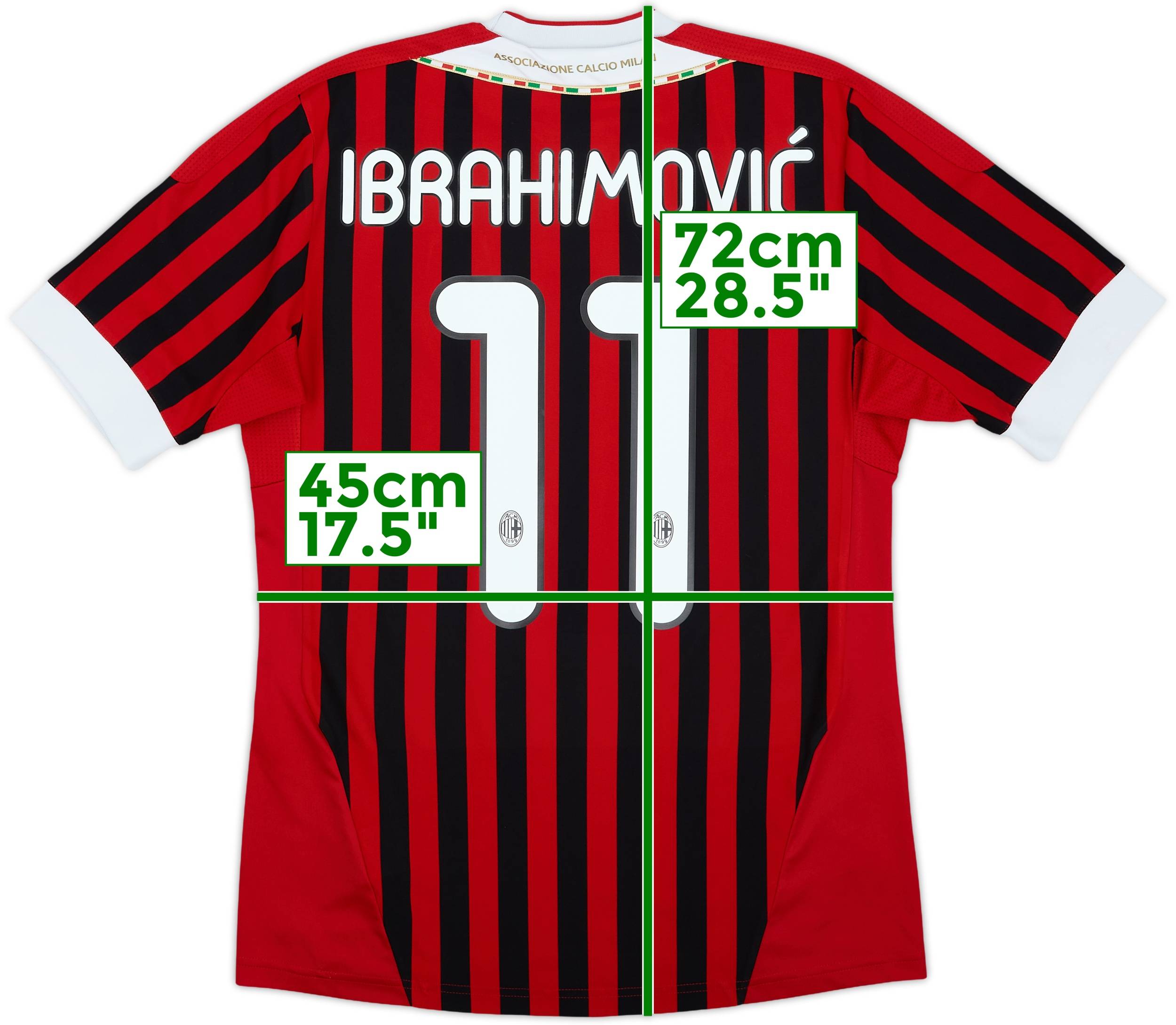 ACミラン IBRAHIMOVIĆ シャツ 11番 2011-12 AC Milan Home Shirt Ibrahimovic #11 - 10/10 - (S)
