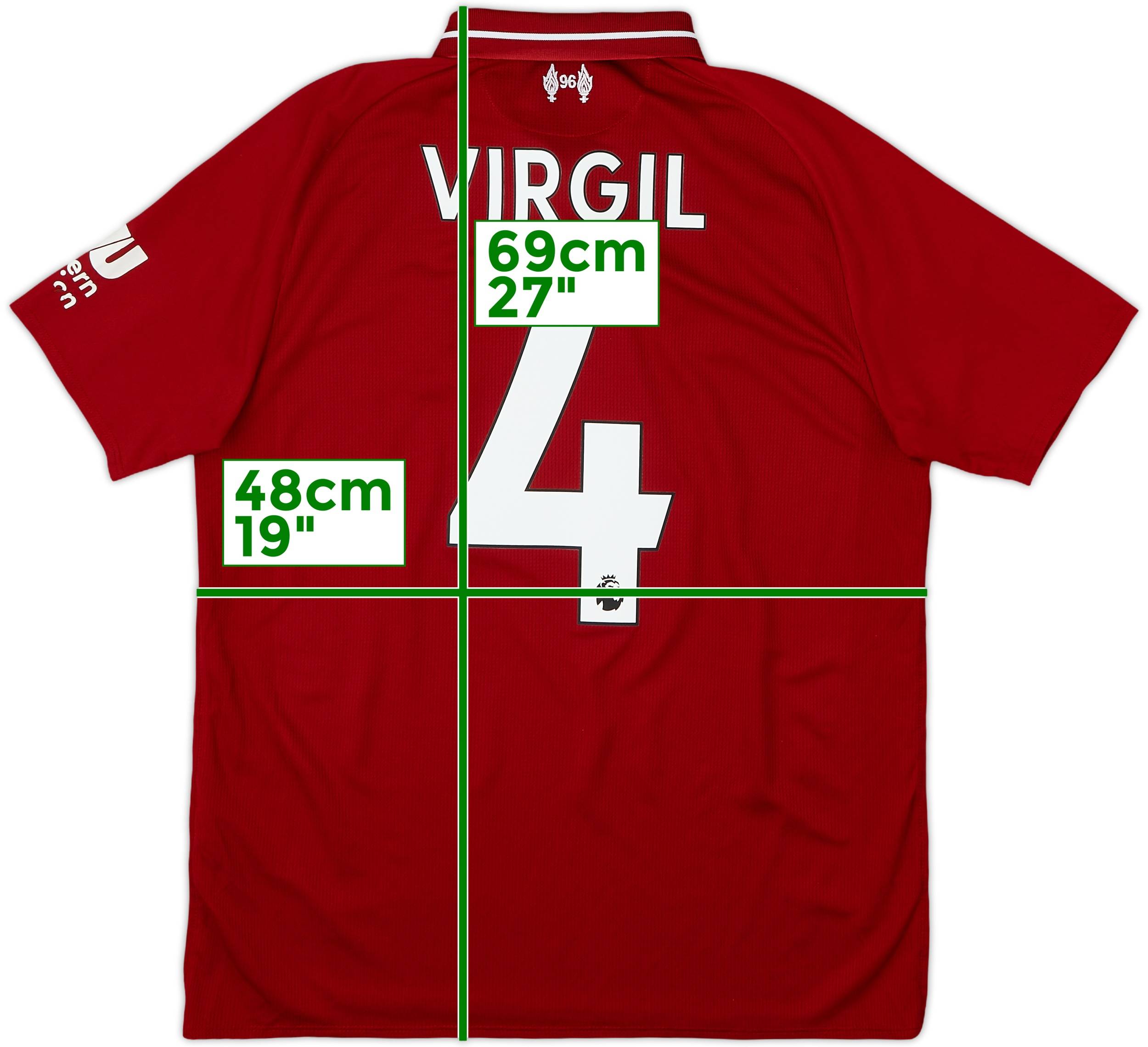 リバプール 18/19CLユニフォーム VIRGIL 4 2018-19 Liverpool Home Shirt Virgil #4 - 6/10 - (S)