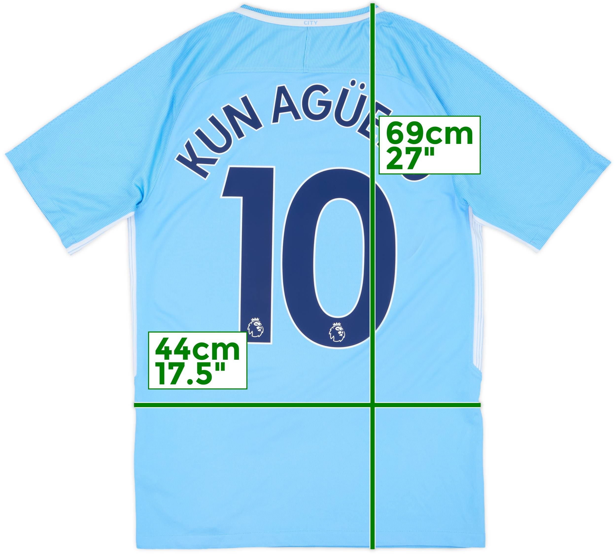 2017-18 Manchester City Home Shirt Kun Aguero #10 - 9/10 - (S)