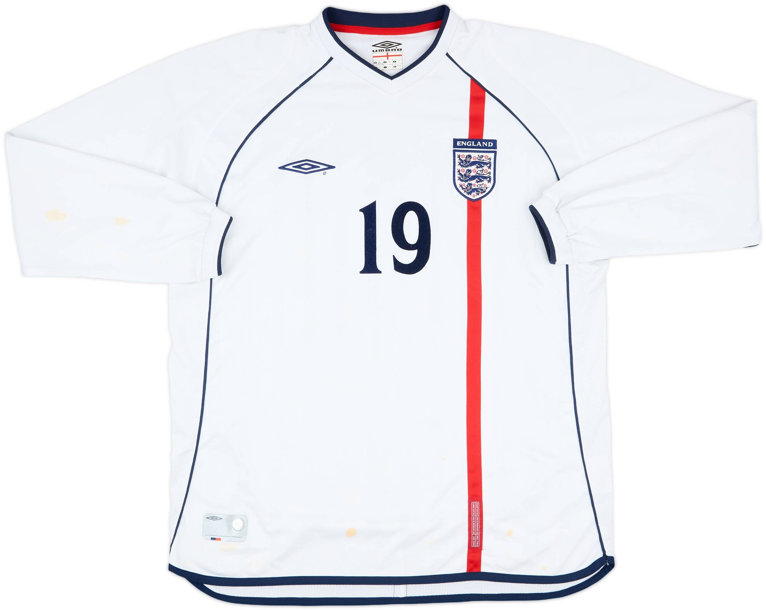 2001-02 England Match Issue Home L/S Shirt #19
