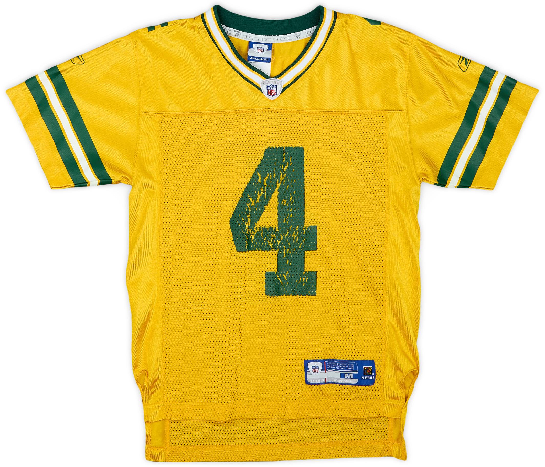 2005-06 Green Bay Packers Favre #4 Reebok On Field Alternate Jersey - 5/10 - (M.Boys)