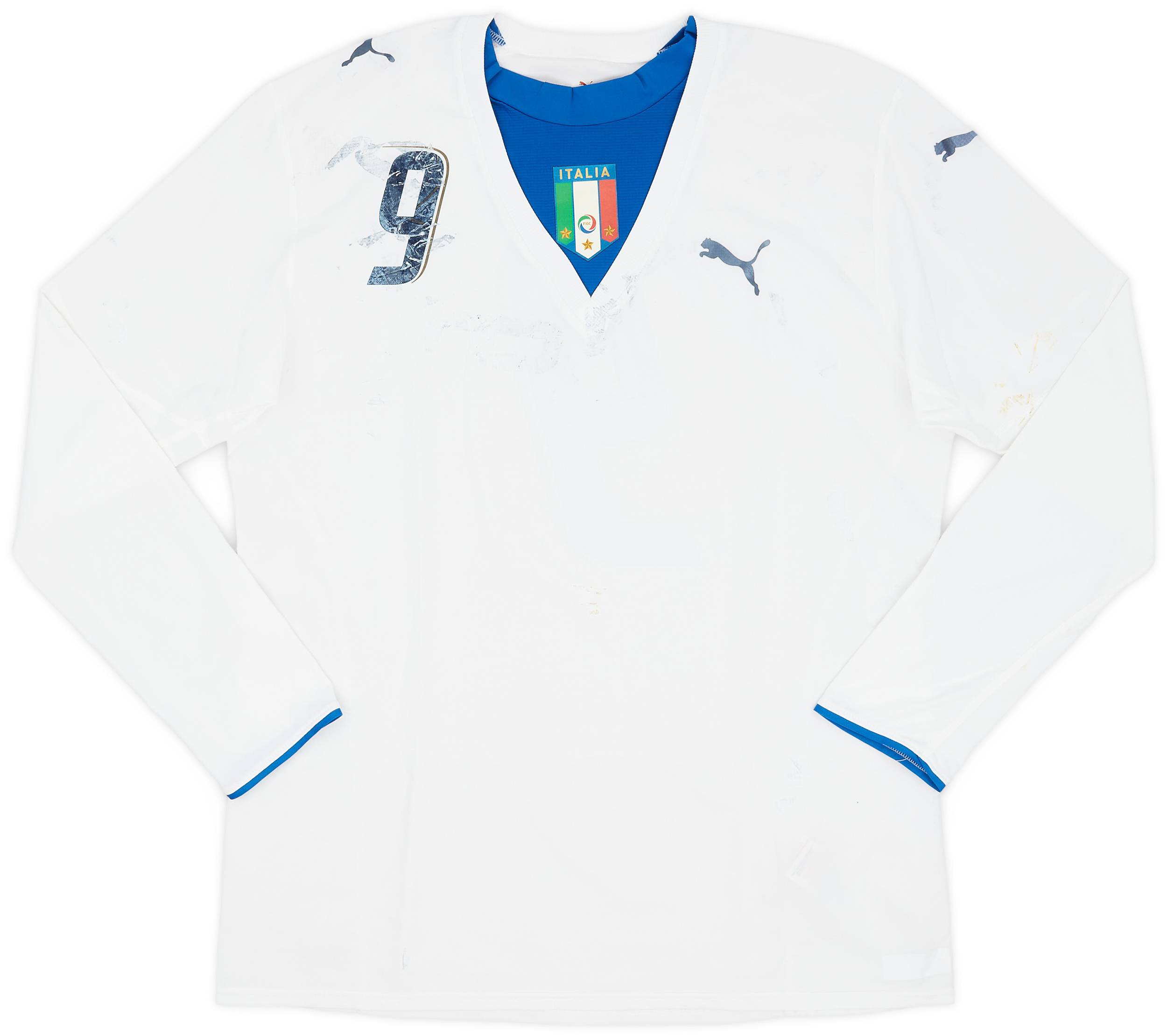 2006 Italy Player Issue Away L/S Shirt #9 - 4/10 - (XL)
