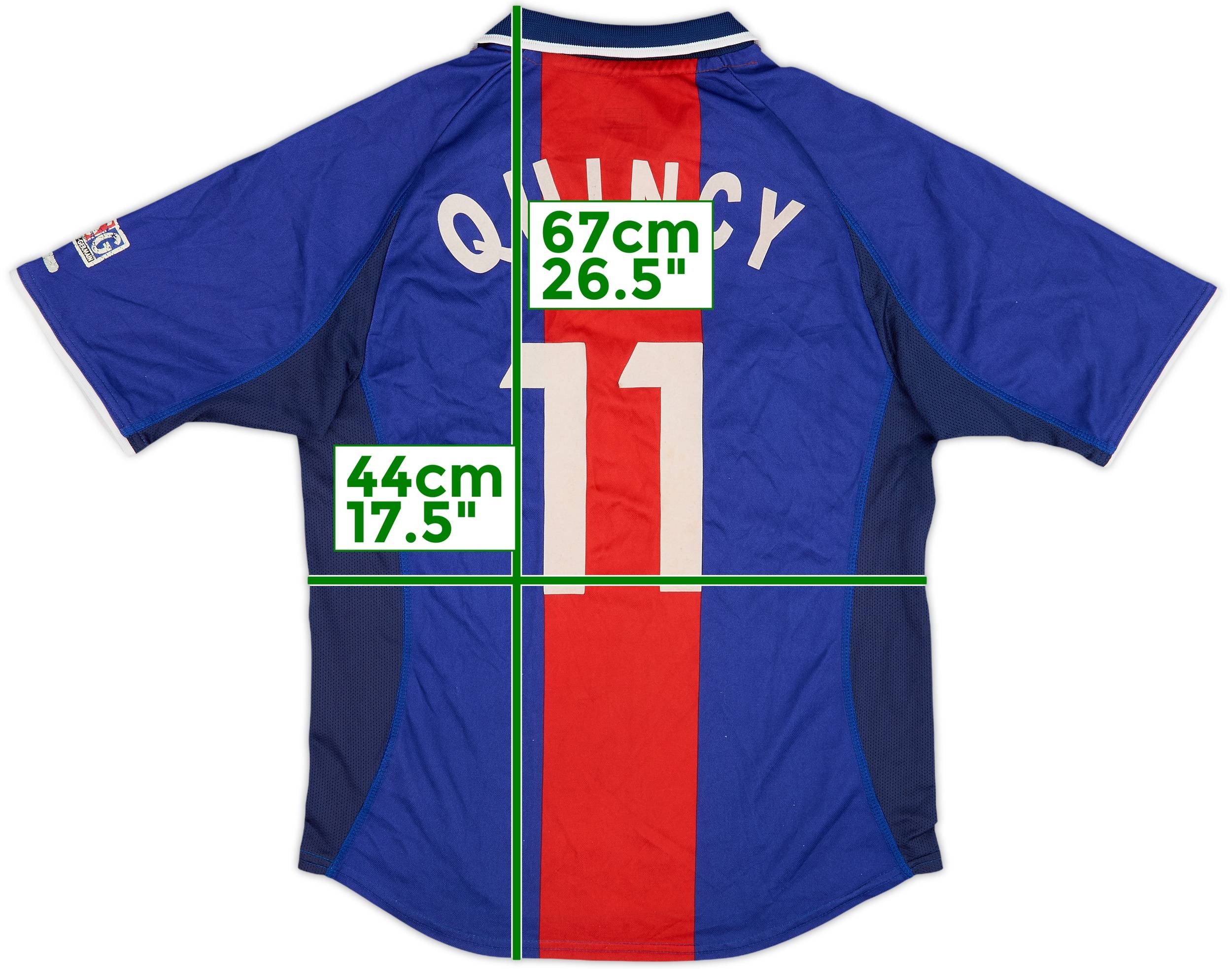 PSG ユニフォーム　2000-20001 2000-01 Paris Saint-Germain Home Shirt Quincy #11 - 5/10 - (XL.Boys)