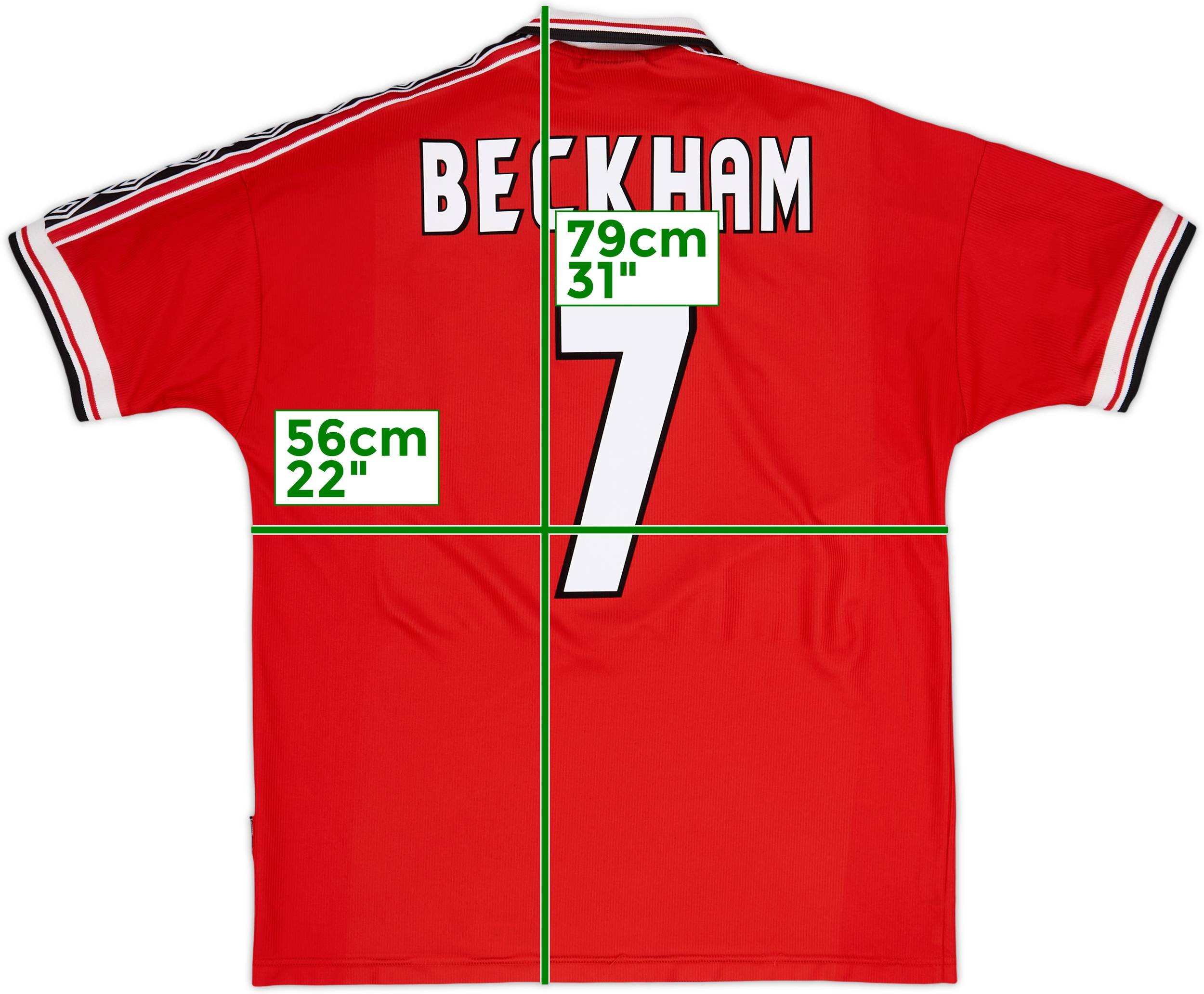 1998-00 Manchester United Home Shirt Beckham #7 - 8/10 - (XL)
