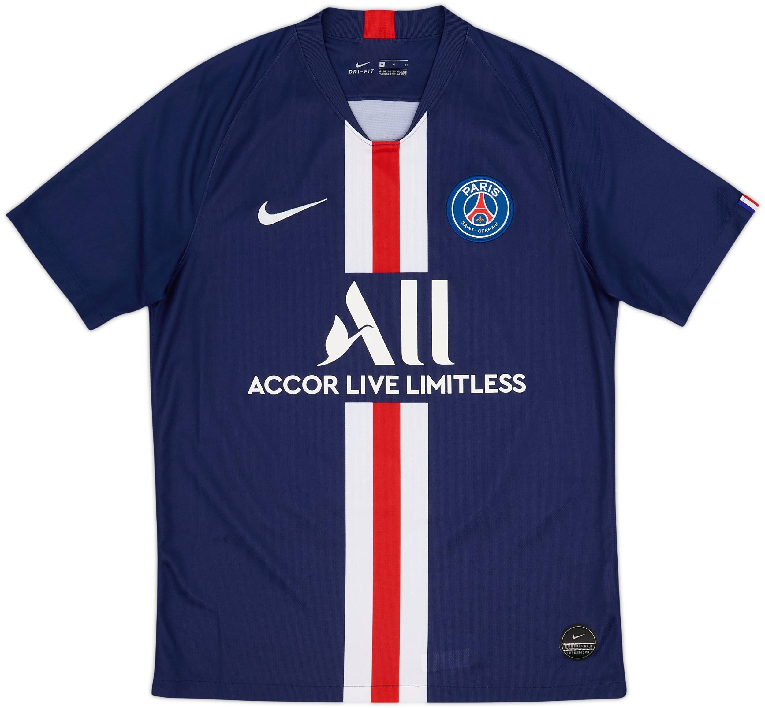 正規品　選手支給用　PSG 19-20 ホーム　ムバッペ　CL仕様　MERCI付 2019-20 Paris Saint-Germain Home Shirt Mbappe #7 - 10/10 - (M)