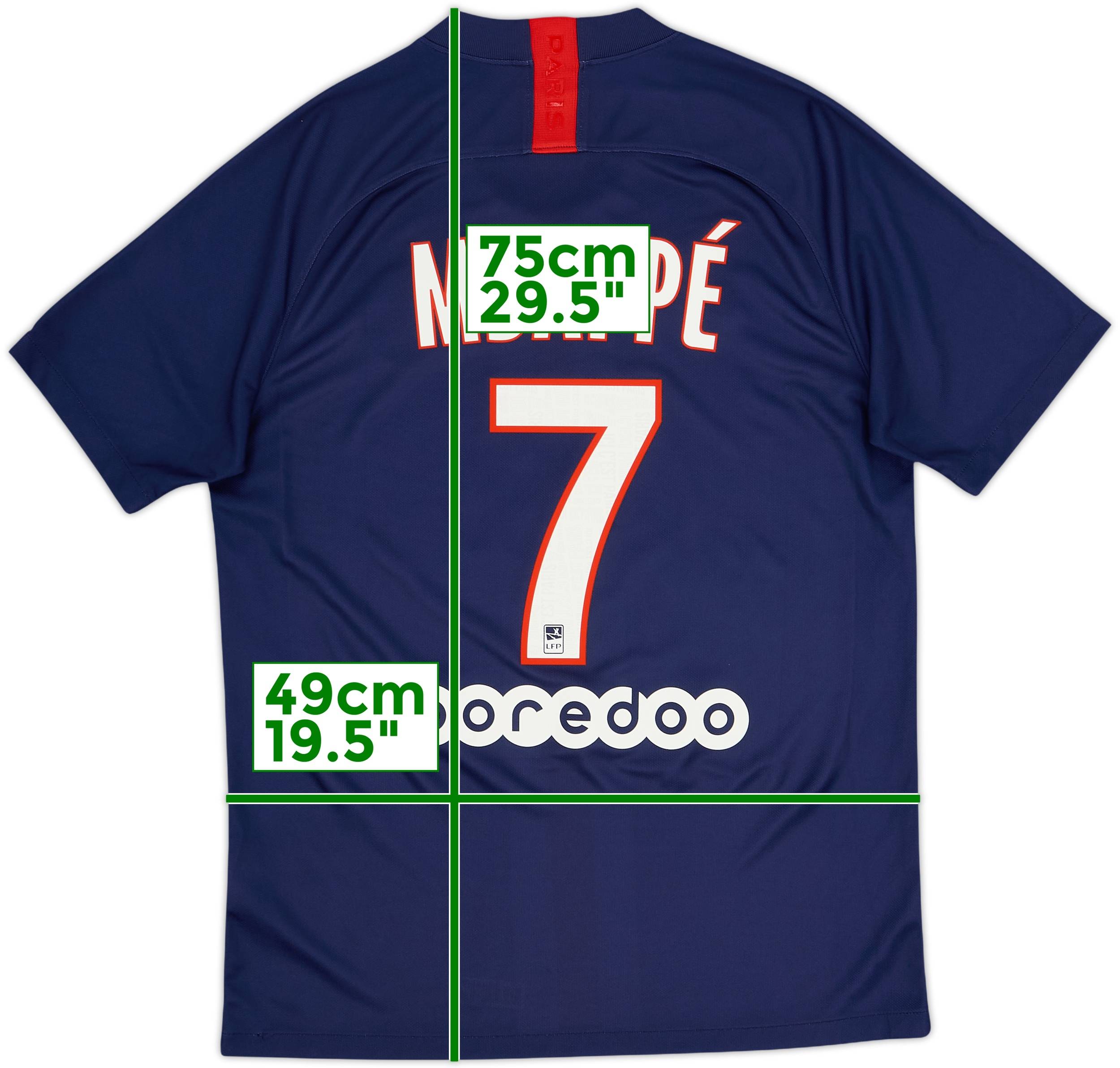 正規品　選手支給用　PSG 19-20 ホーム　ムバッペ　CL仕様　MERCI付 2019-20 Paris Saint-Germain Home Shirt Mbappe #7 - 10/10 - (M)