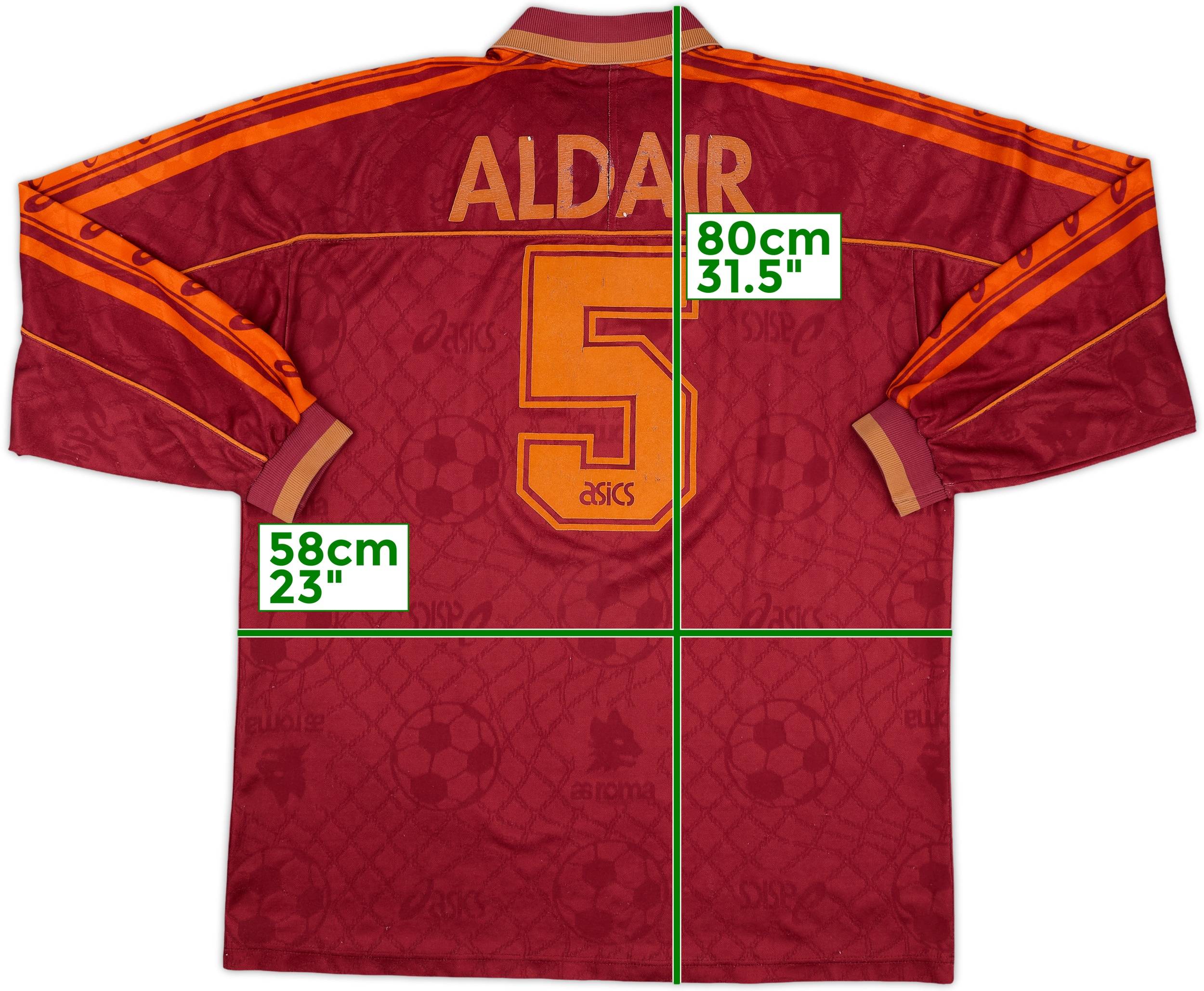 1995-96 Roma Match Issue Home L/S Shirt Aldair #5