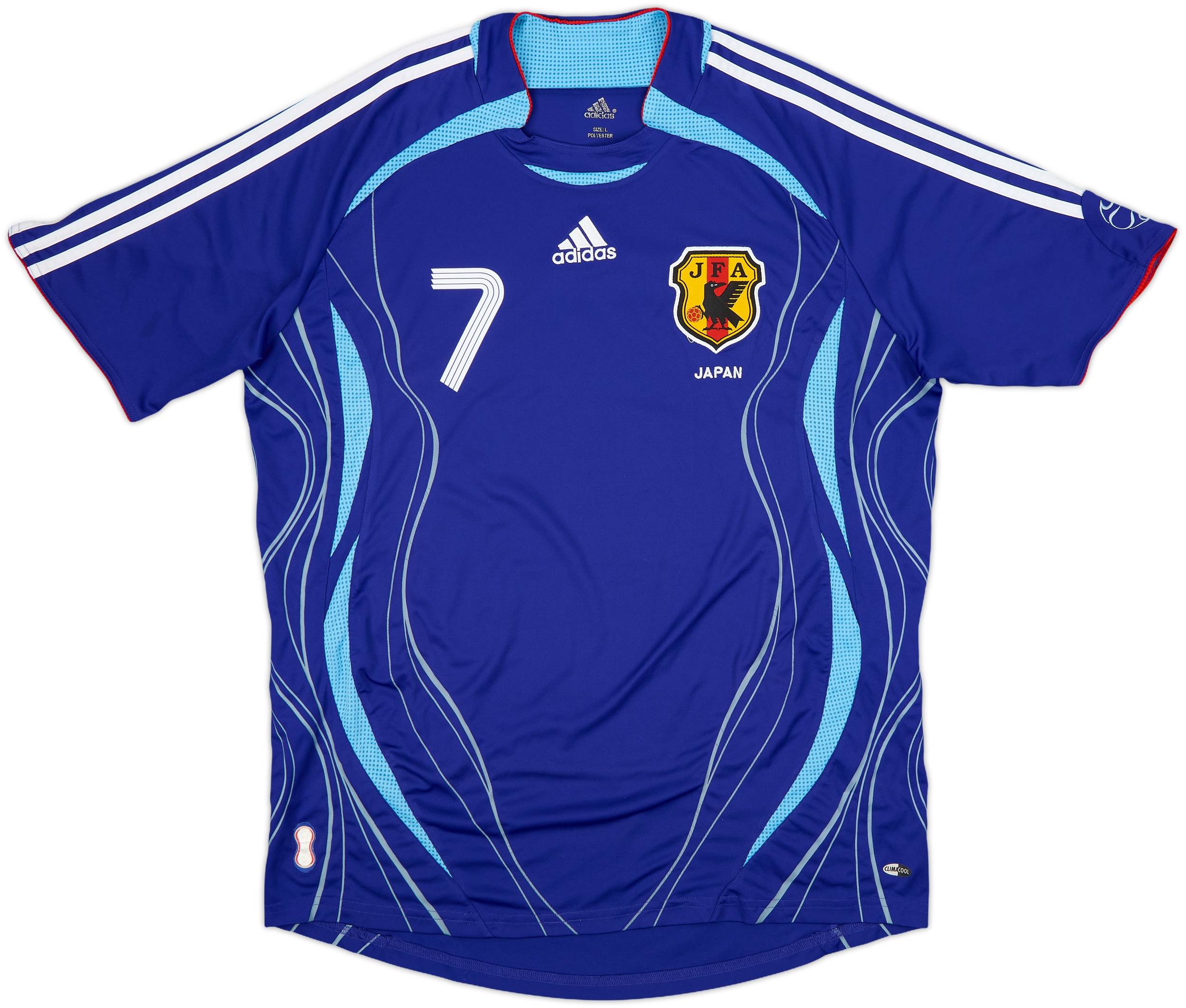TAKERU 14 サッカーシャツ 青と黄色 2006-08 Japan Home Shirt Nakata #7 - 8/10 - (L)