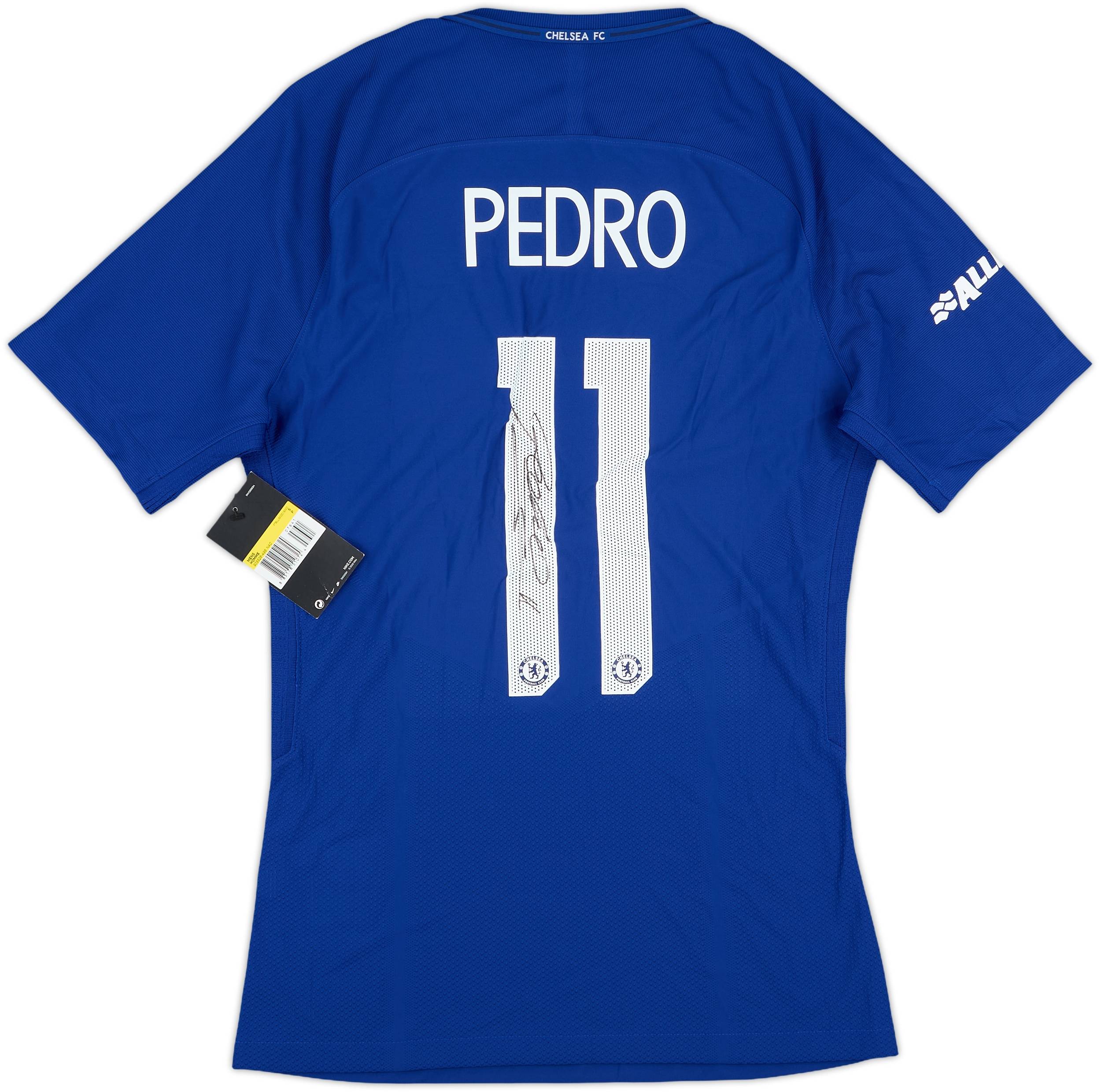 2017-18 Chelsea Player Issue Signed Home Shirt Pedro #11 (S)