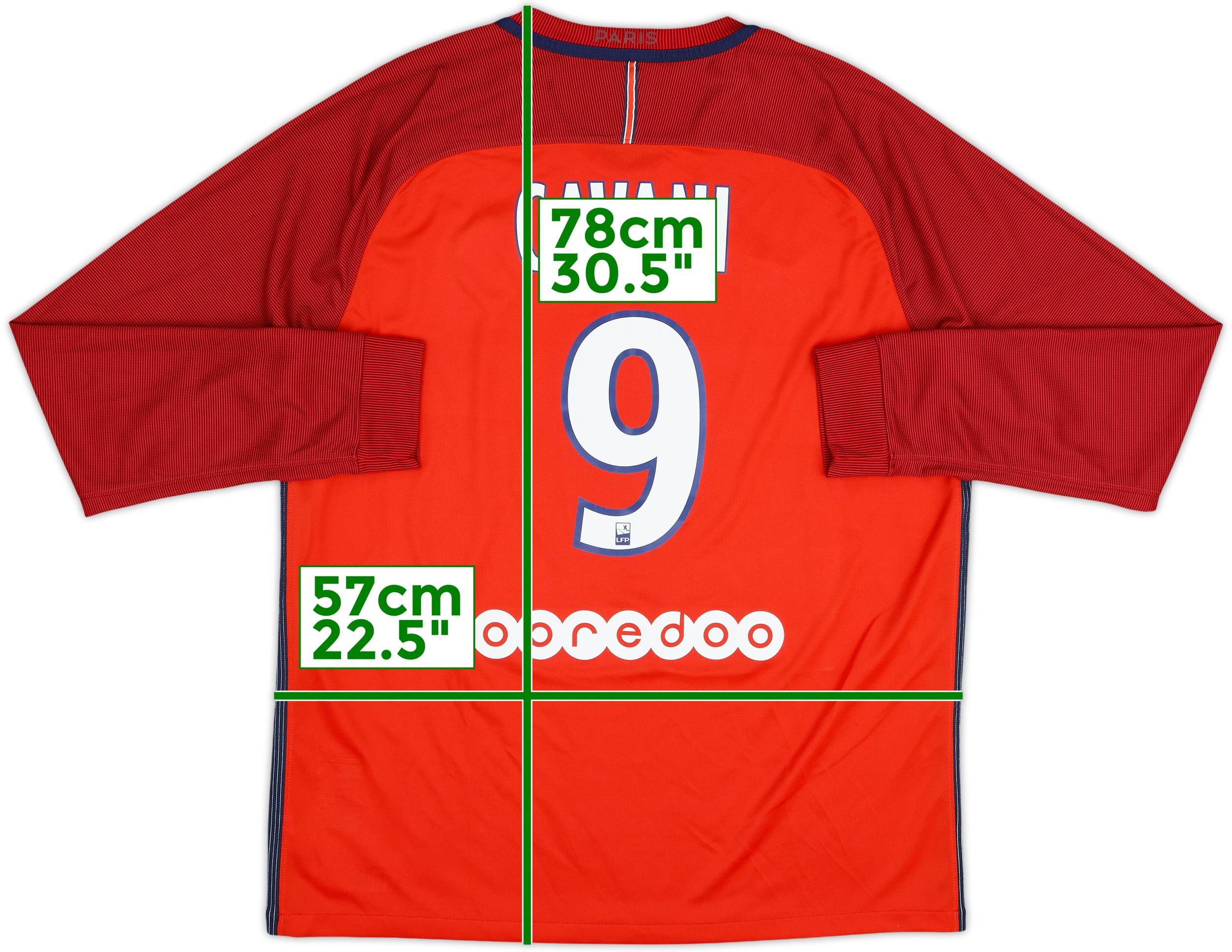 2016-17 Paris Saint-Germain Away L/S Shirt Cavani #9 - 10/10 - (XL)