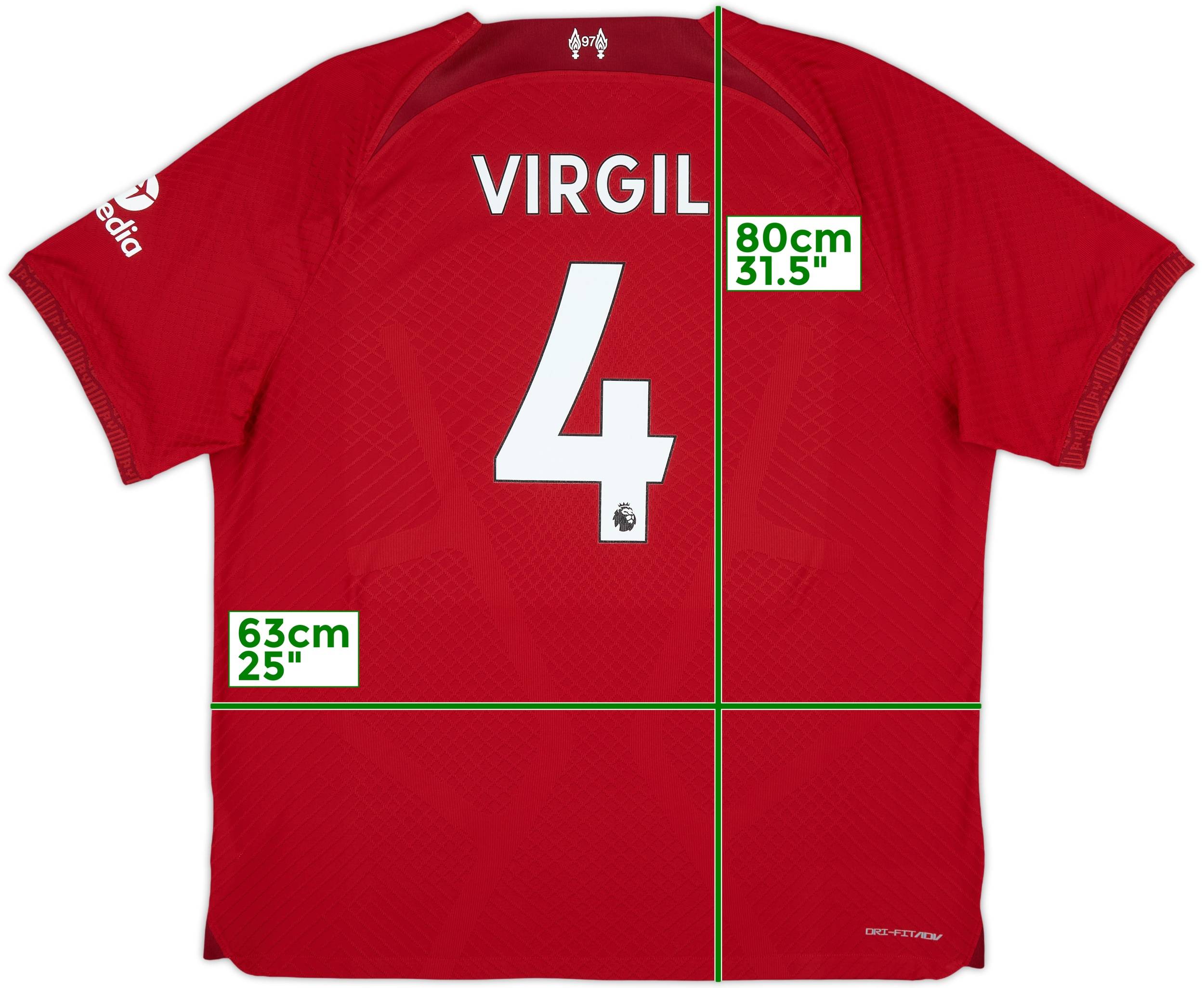 2022-23 Liverpool Authentic Home Shirt Virgil #4 - 8/10 - (XXL)