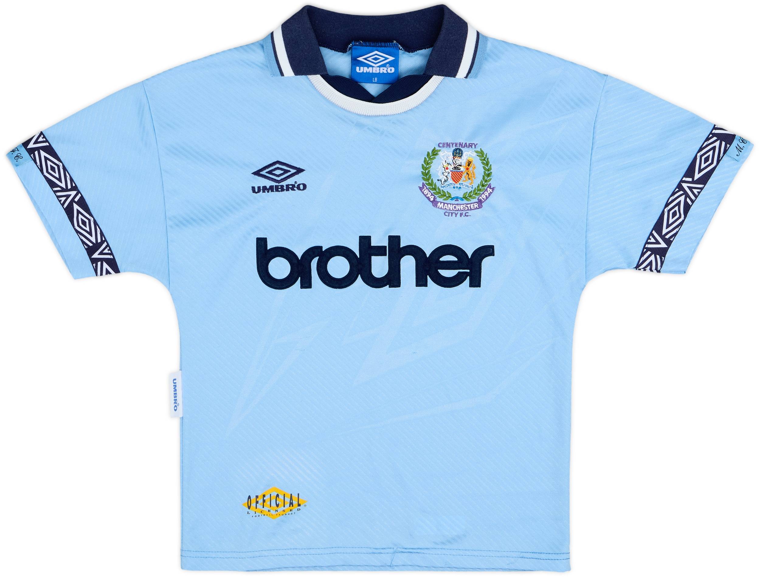 1994-95 Manchester City Centenary Home Shirt - 7/10 - (L.Boys)