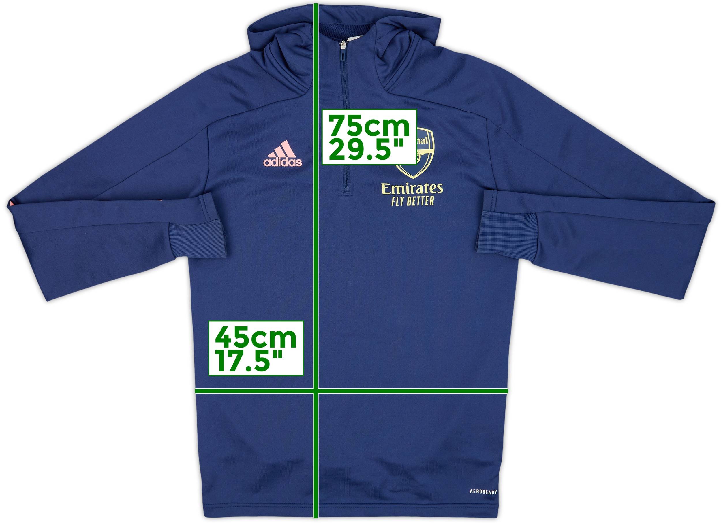 2020-21 Arsenal adidas 1/4 Zip Hooded Training Top - 8/10 - (S)