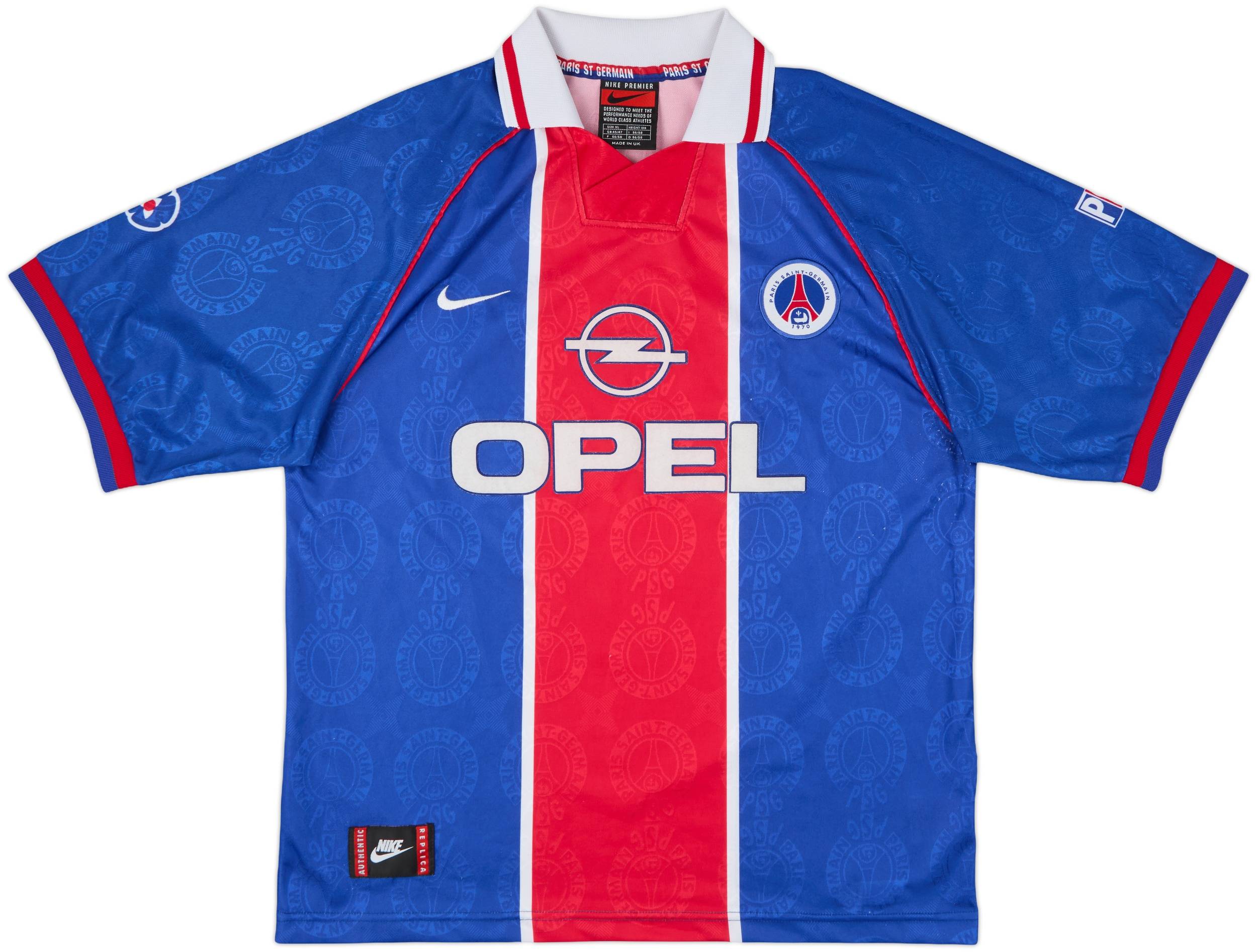 96-97 NIKE Paris Saint Germain UK ゲームシャツ 1996-97 Paris Saint-Germain Home Shirt - 8/10 - (XL)