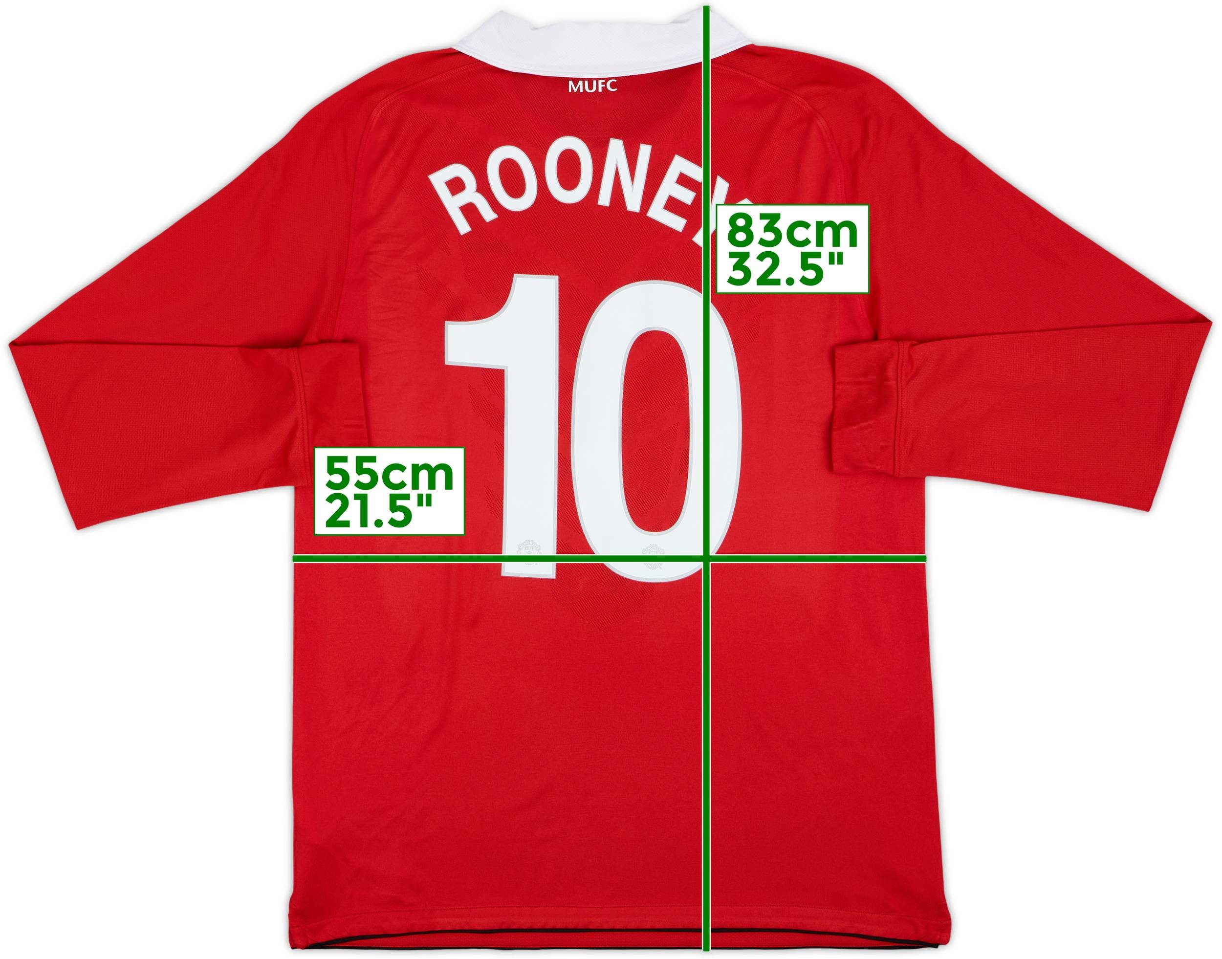 2010-11 Manchester United Home L/S Shirt Rooney #10 - 9/10 - (L)