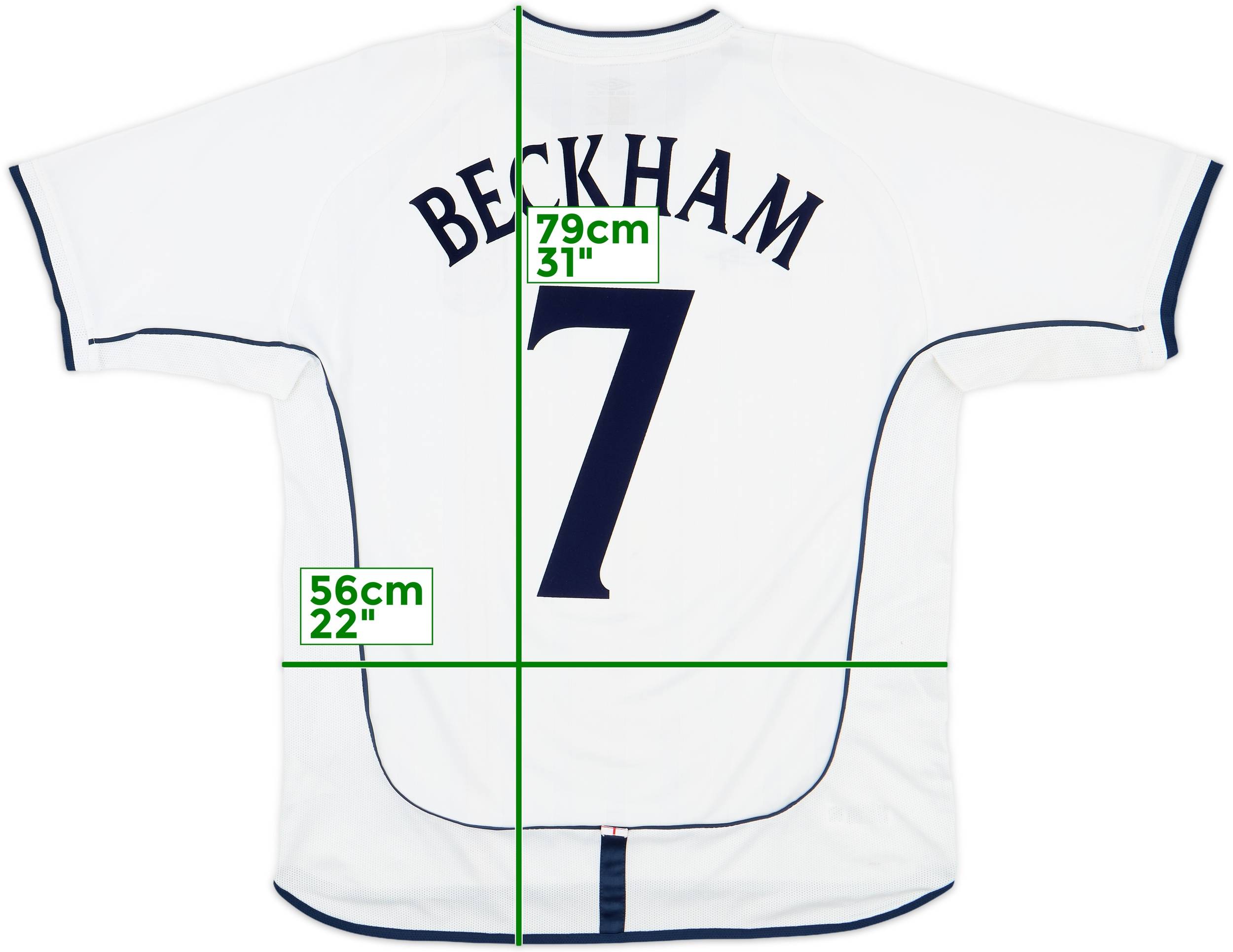 2001-03 England Home Shirt Beckham #7 - 5/10 - (XL)
