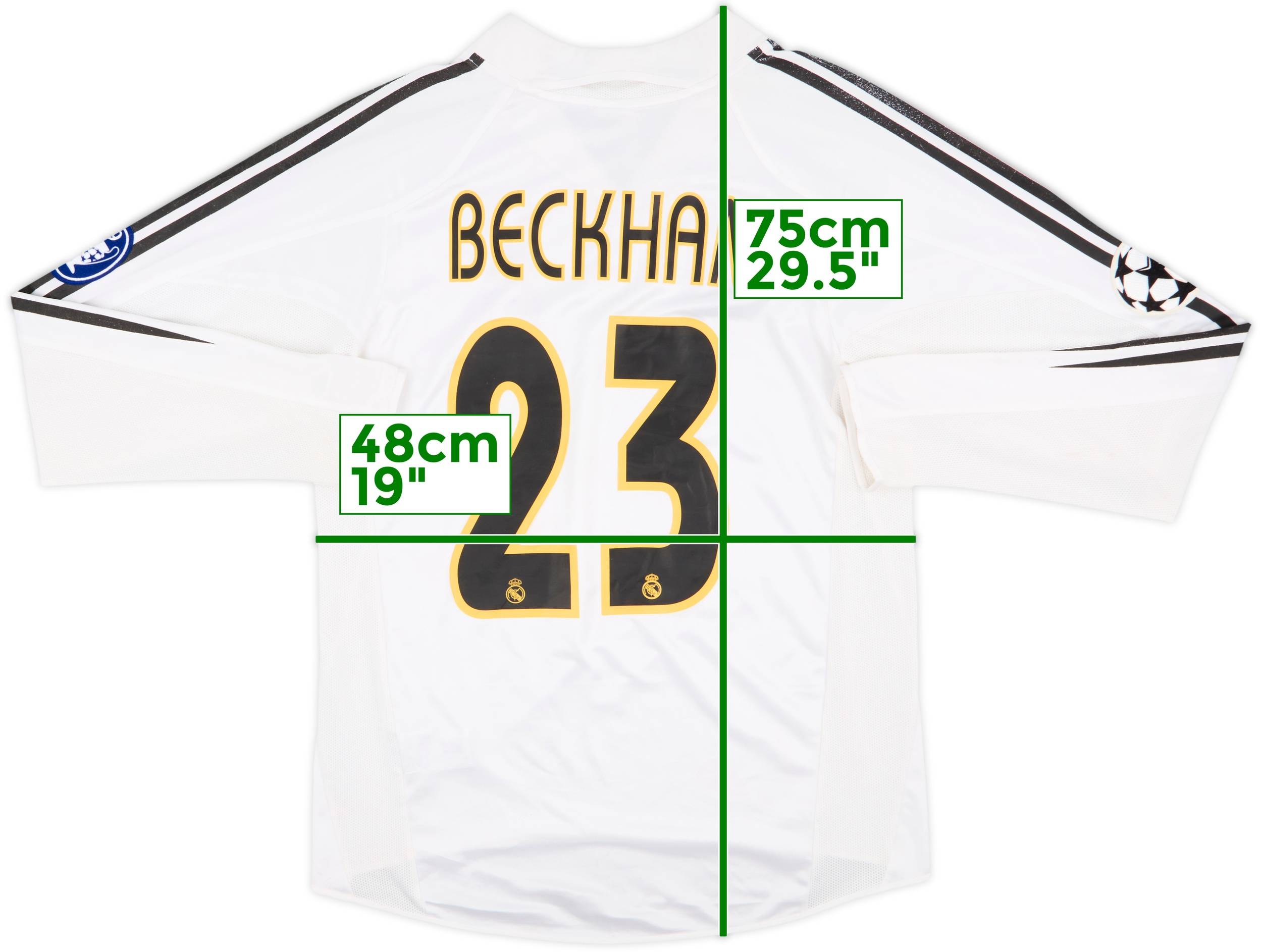 Real Madrid BECKHAM 23 長袖シャツ 2004-05 Real Madrid Home L/S Shirt Beckham #23 - 6/10 - (S)