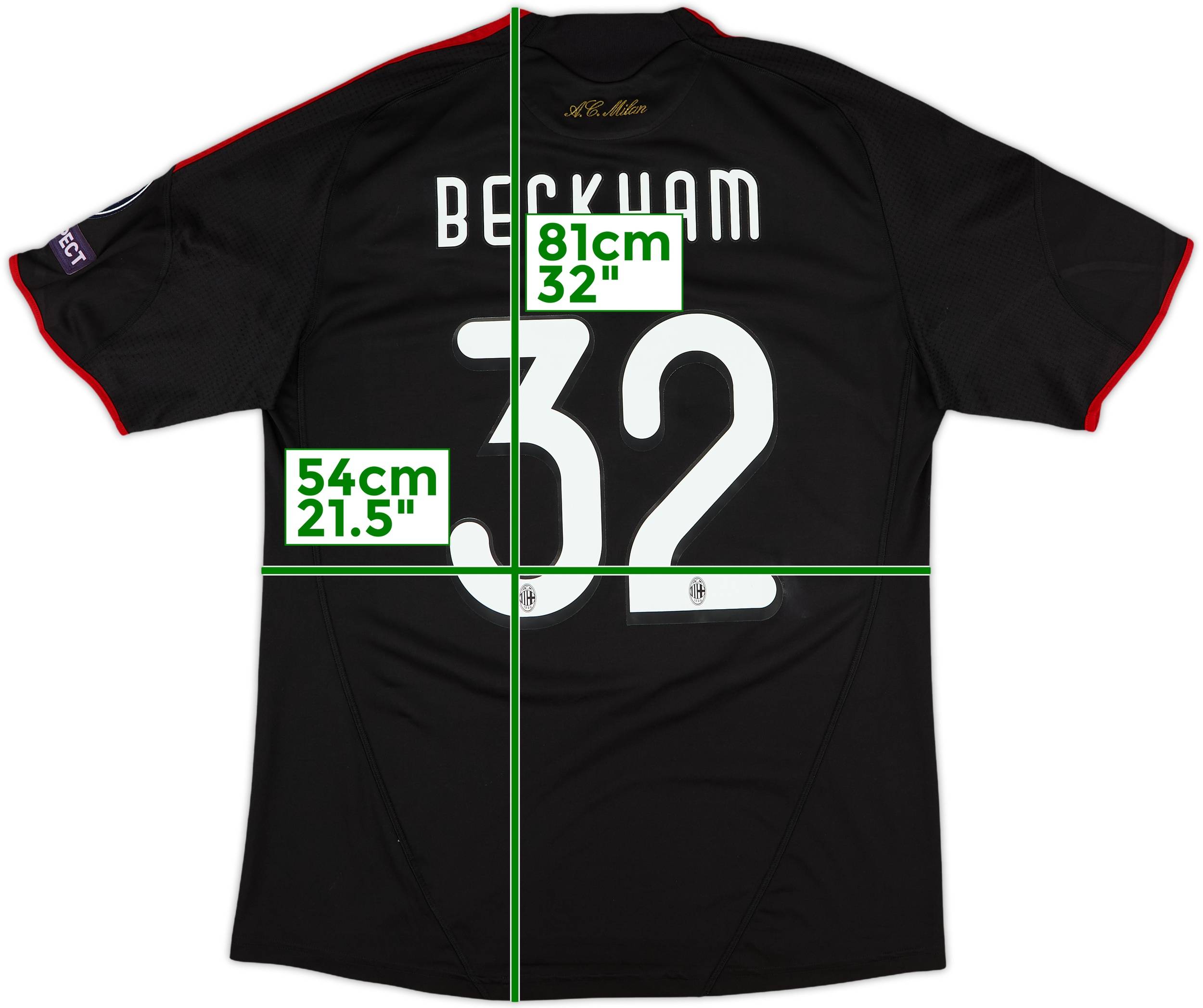 【新品未使用】AC MILAN 2009-10 #32 BECKHAM  AC Milan 2009/10 Home Jersey Long Sleeve with UCL Patch
