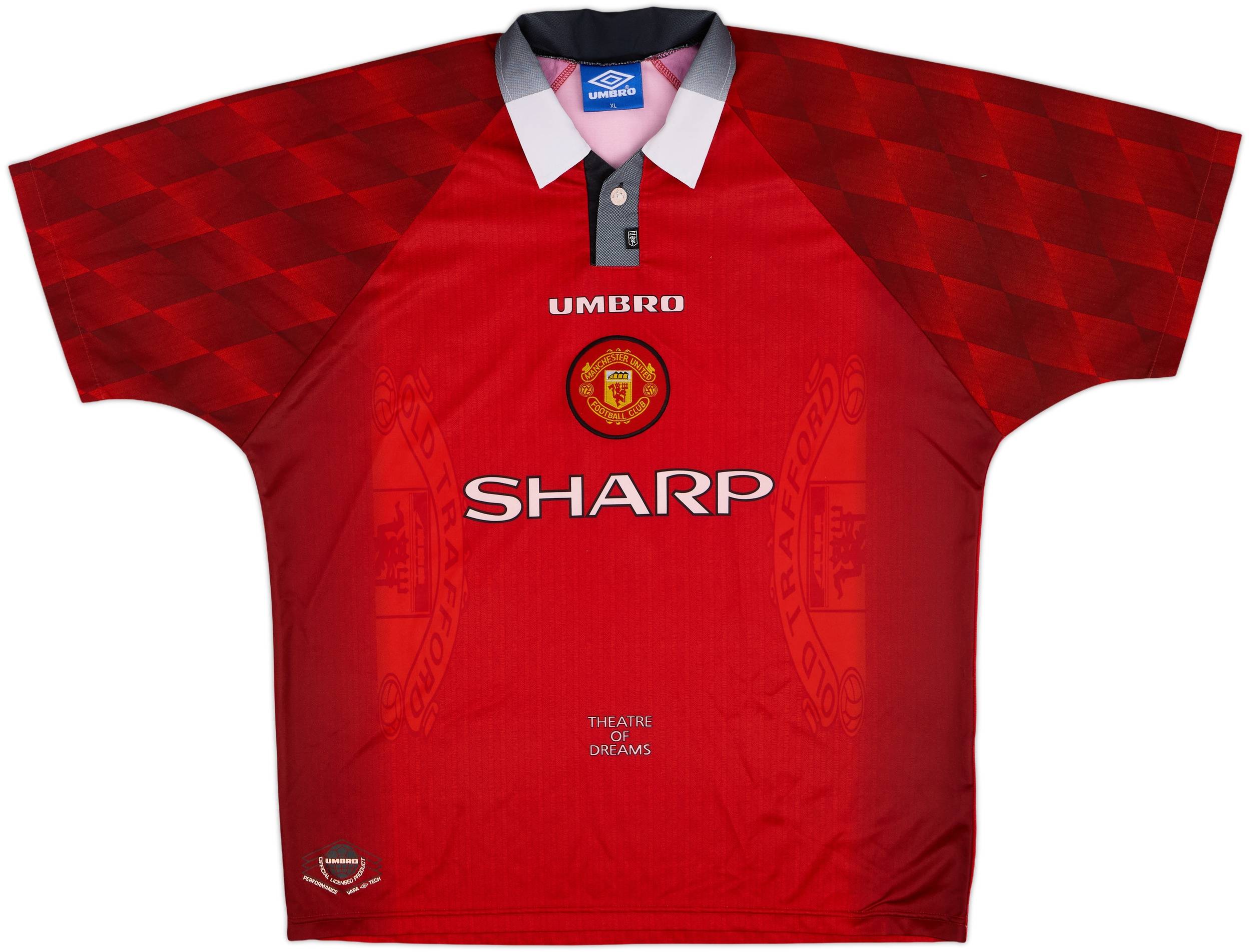 ウェア 1996-98 Manchester United  Shirt 1996-98 Manchester United Home Shirt Beckham #7 - 7/10 - (XL)
