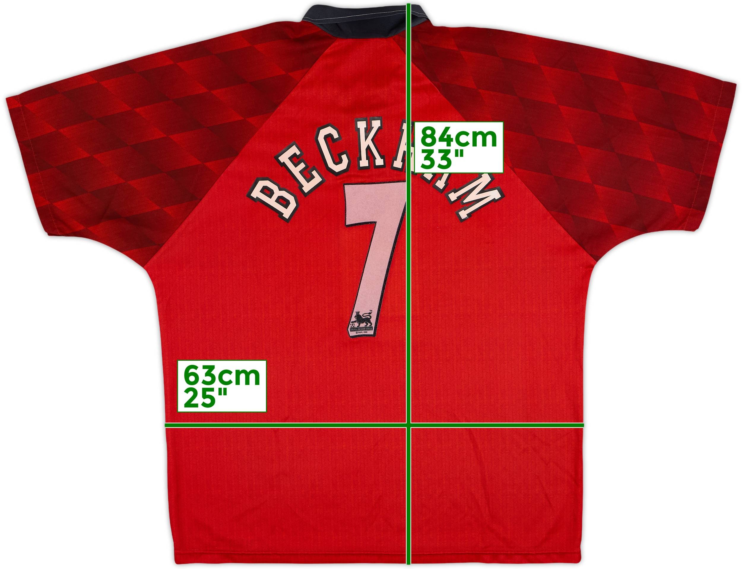 ウェア 96-98 Manchester United Vintage Uniform 1996-98 Manchester United Home Shirt Beckham #7 - 7/10 - (XL)